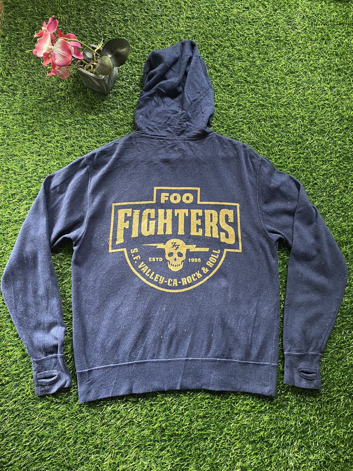 image of Band Tees x Independent Trading Co Foo Fighter Hoodie in Blue, Men's (Size Medium)