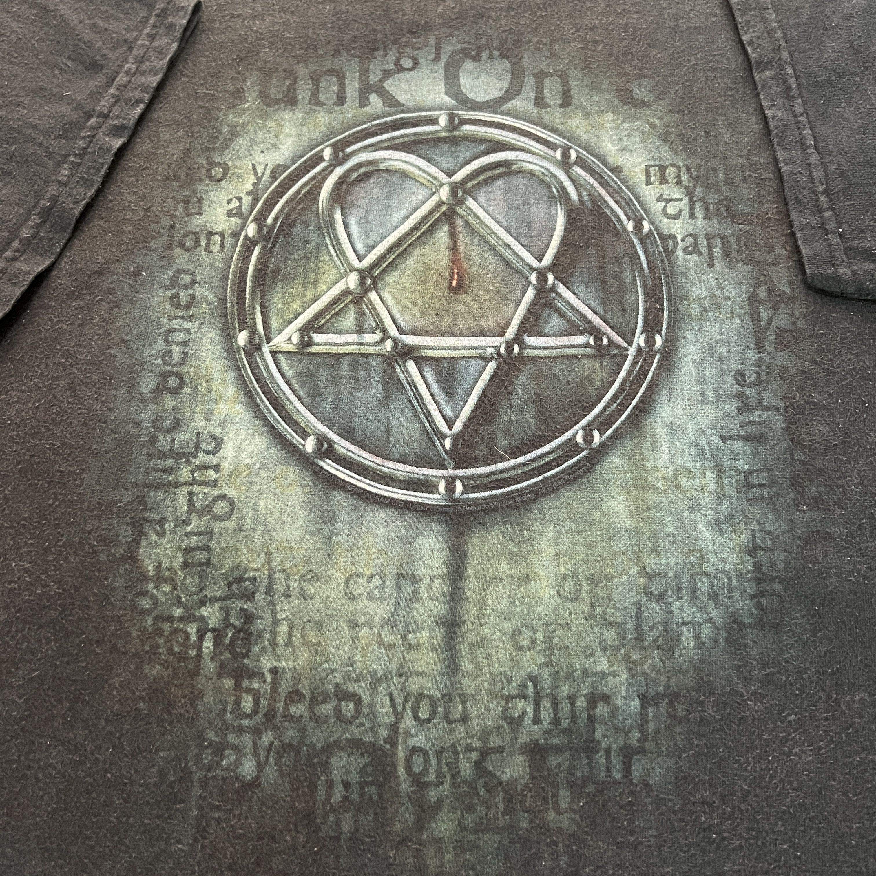 Band Tees × Seditionaries × Vintage Vintage Y2K 2000s HIM logo Promo Tee Faded Gothic metal Size US L / EU 52-54 / 3 - 3 Thumbnail