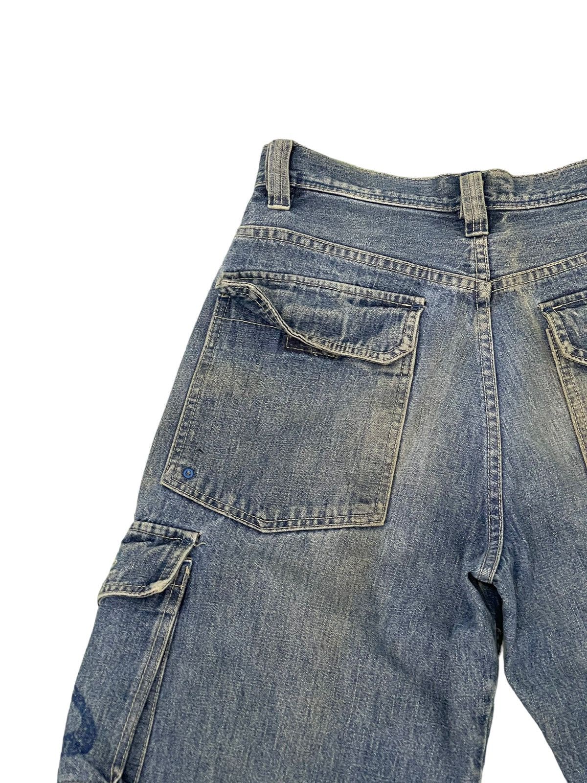 Japanese Brand Wide Baggy Cargo Jeans Piko Hawaii Distress Denim 3🟦6 Size US 29 - 21 Thumbnail
