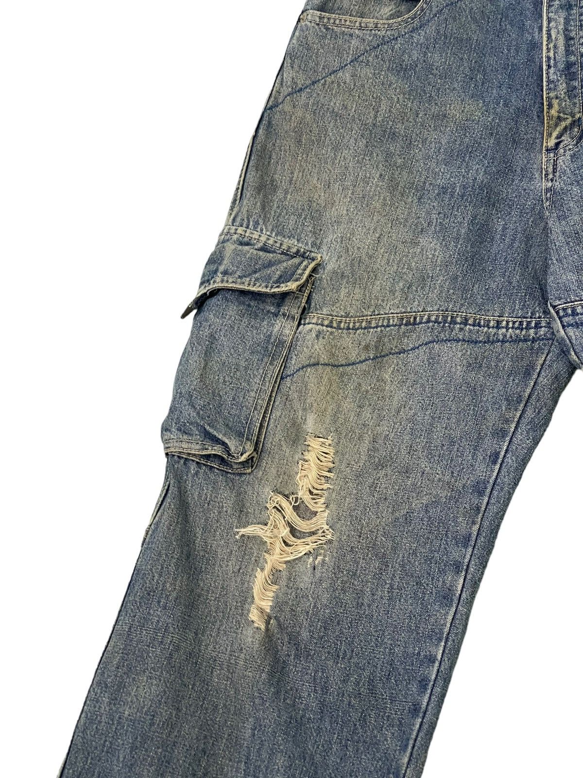 Japanese Brand Wide Baggy Cargo Jeans Piko Hawaii Distress Denim 3🟦6 Size US 29 - 6 Thumbnail