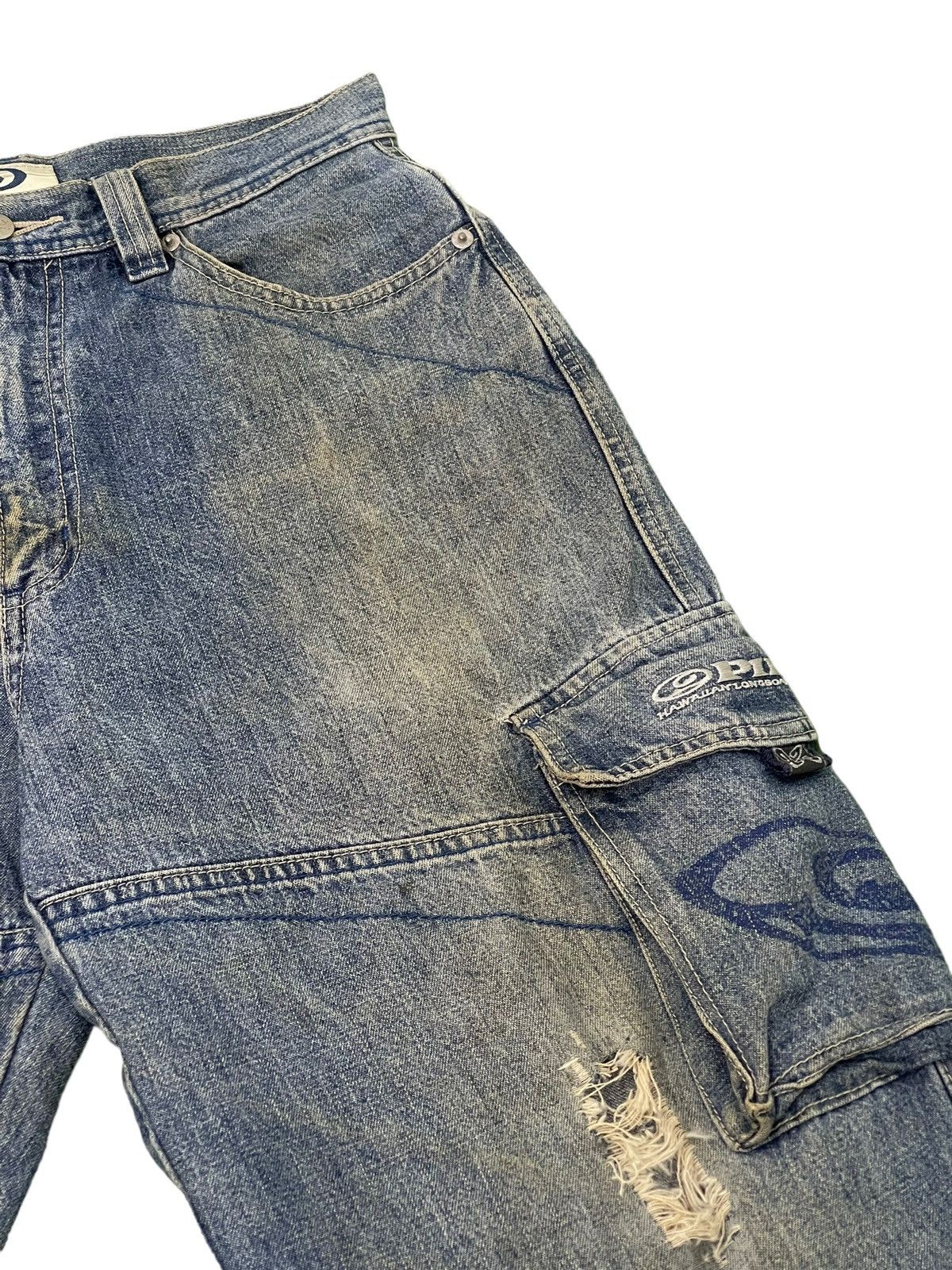 Japanese Brand Wide Baggy Cargo Jeans Piko Hawaii Distress Denim 3🟦6 Size US 29 - 8 Thumbnail
