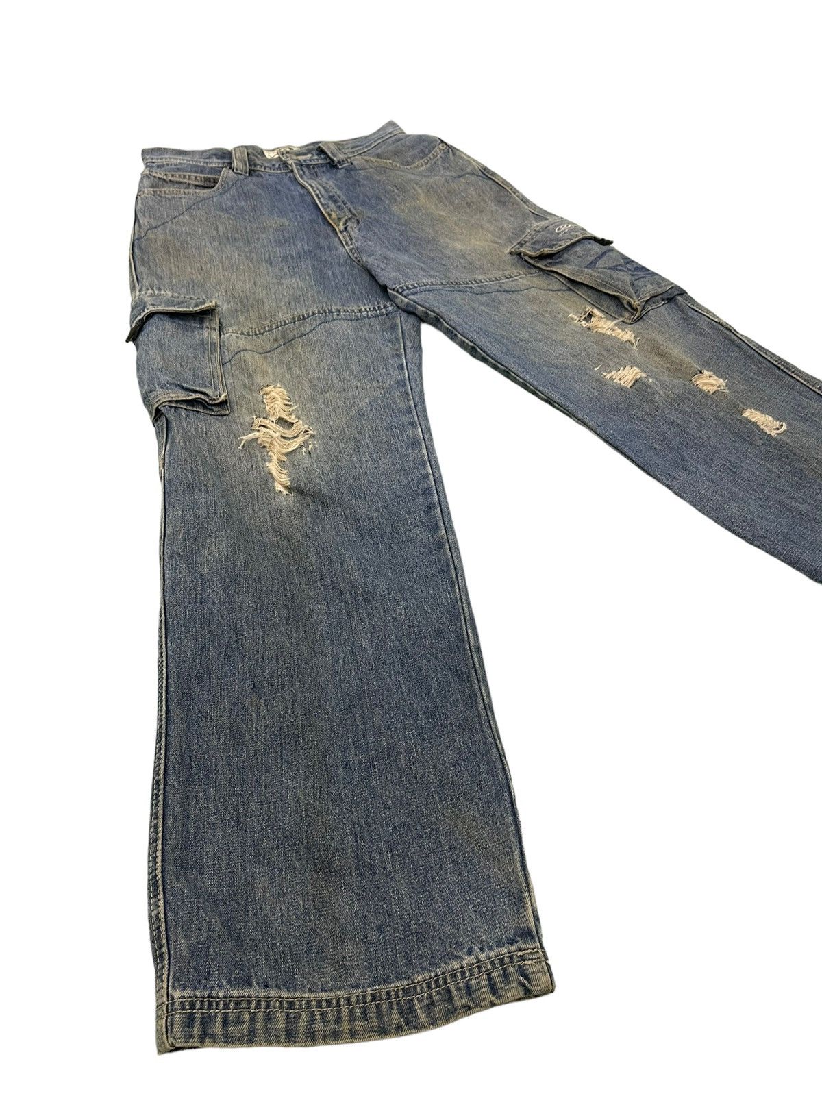 Japanese Brand Wide Baggy Cargo Jeans Piko Hawaii Distress Denim 3🟦6 Size US 29 - 2 Thumbnail