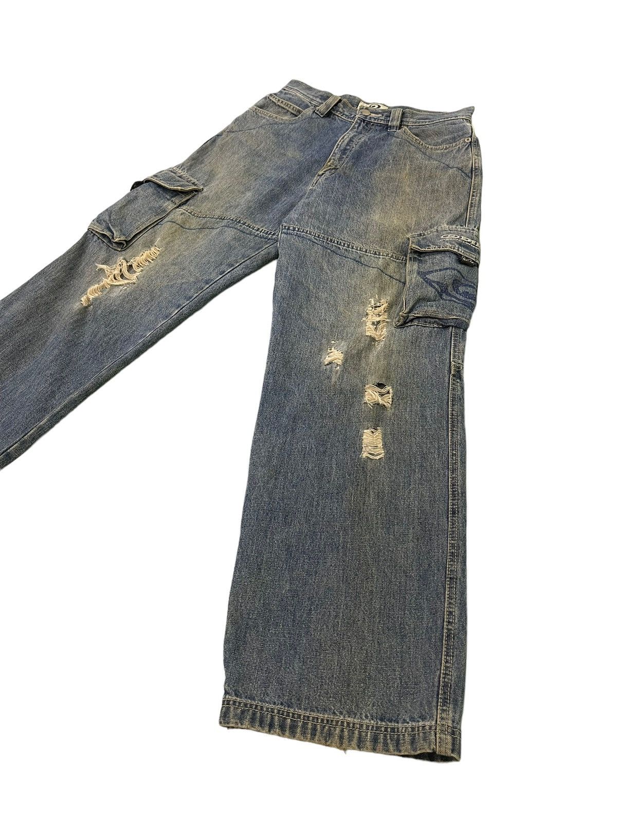 Japanese Brand Wide Baggy Cargo Jeans Piko Hawaii Distress Denim 3🟦6 Size US 29 - 3 Thumbnail