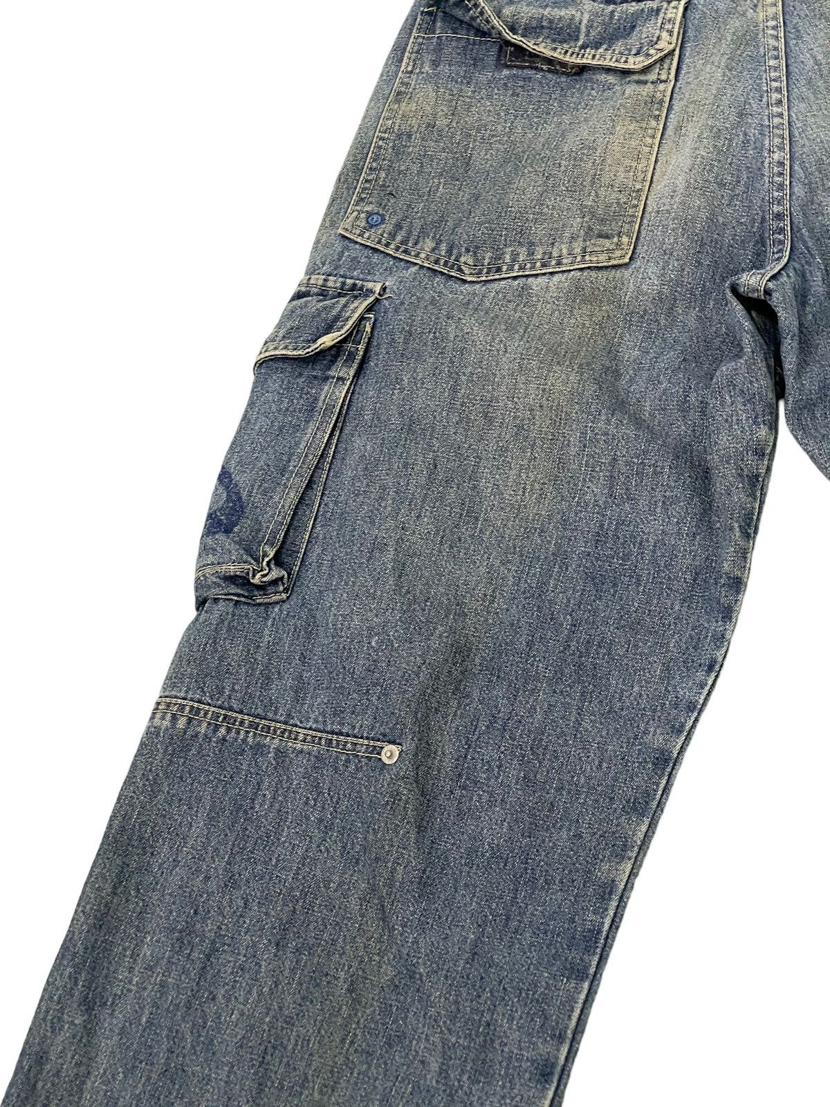 Japanese Brand Wide Baggy Cargo Jeans Piko Hawaii Distress Denim 3🟦6 Size US 29 - 20 Thumbnail