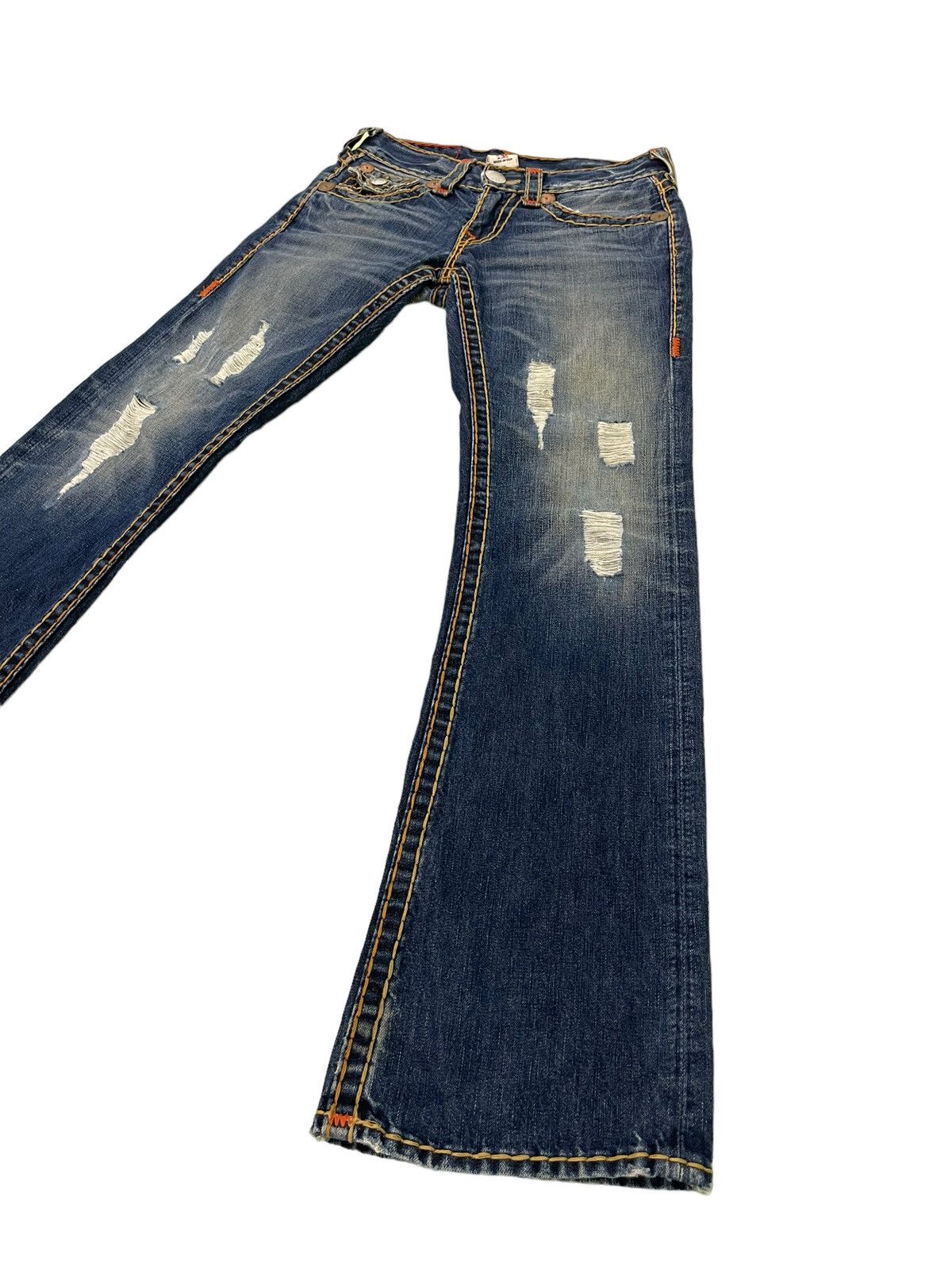 Japanese Brand Flare Jeans True Religion USA Y2K Distress Low Rise 3🟦6 Size US 31 - 3 Thumbnail