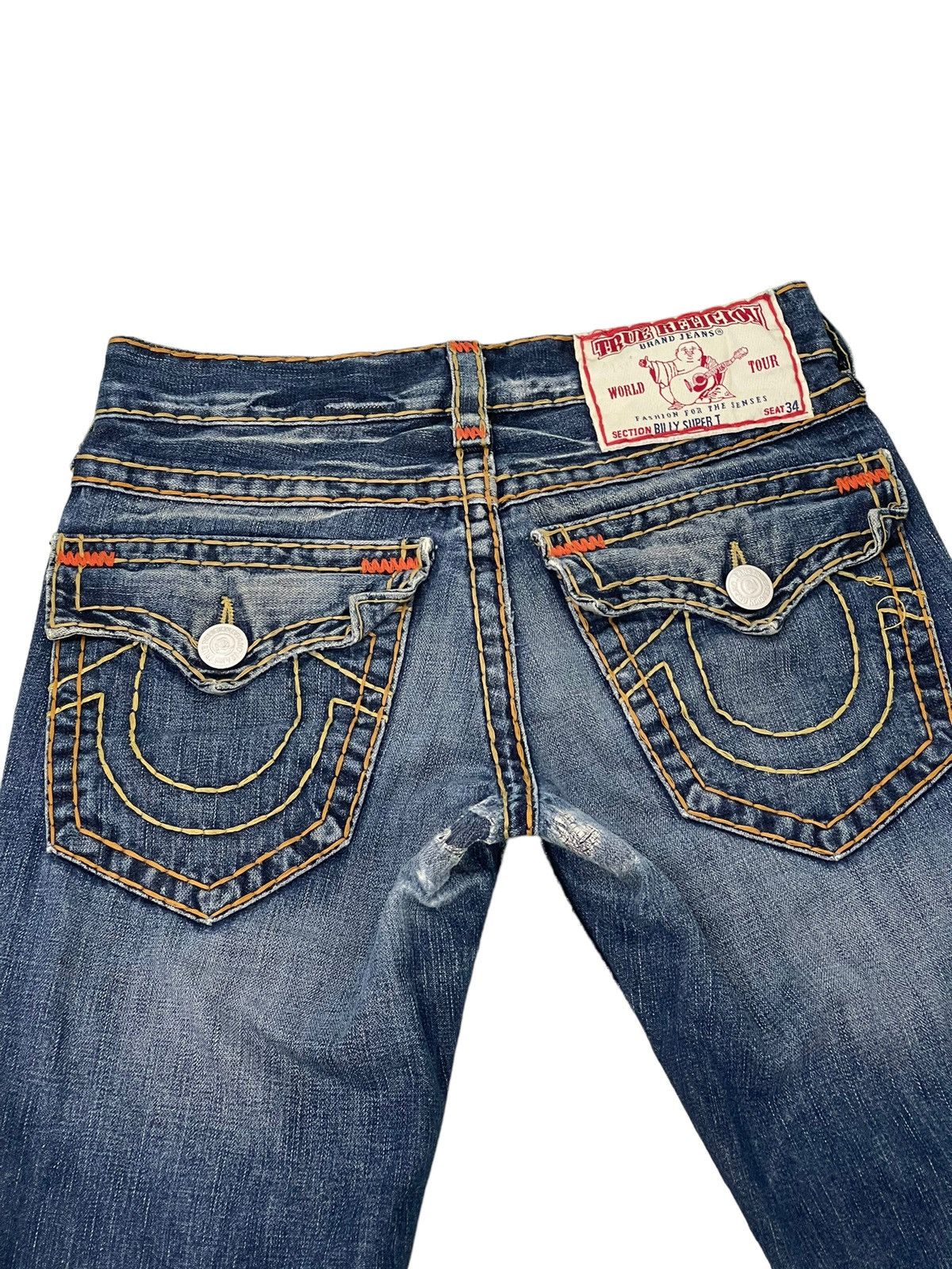 Japanese Brand Flare Jeans True Religion USA Y2K Distress Low Rise 3🟦6 Size US 31 - 20 Thumbnail