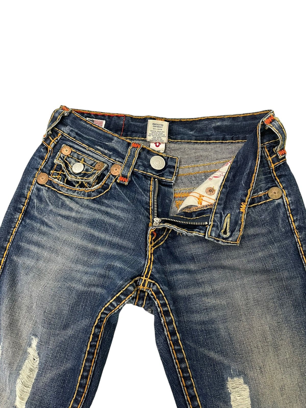Japanese Brand Flare Jeans True Religion USA Y2K Distress Low Rise 3🟦6 Size US 31 - 12 Thumbnail