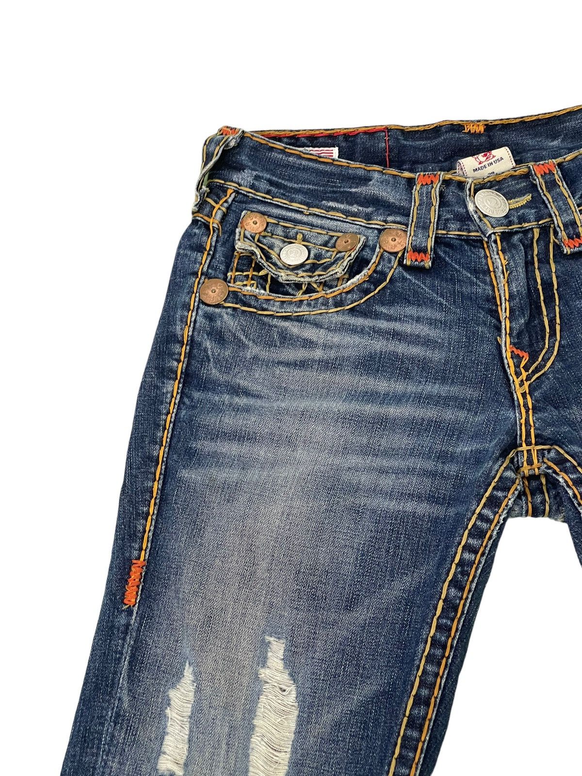 Japanese Brand Flare Jeans True Religion USA Y2K Distress Low Rise 3🟦6 Size US 31 - 8 Thumbnail