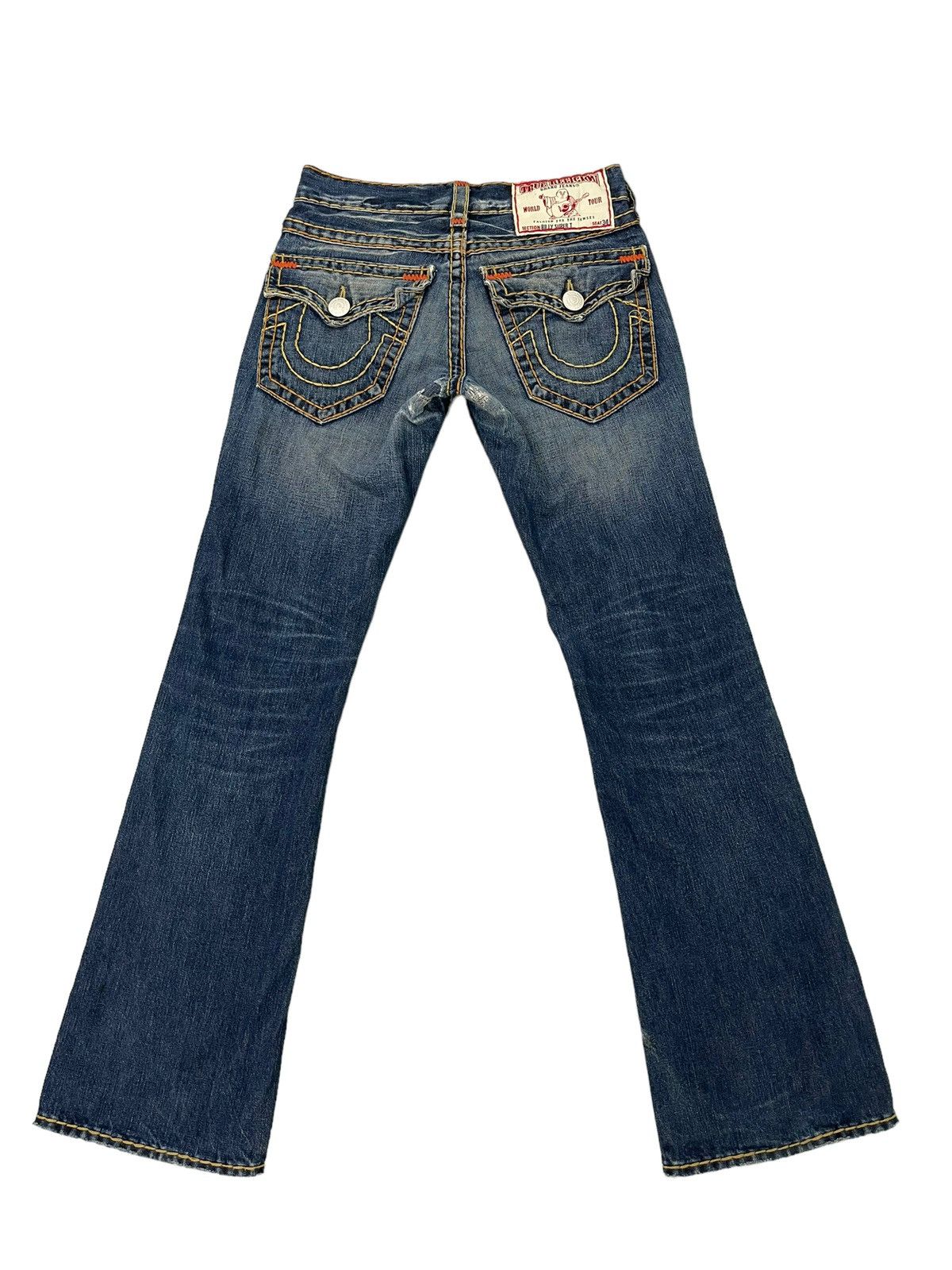 Japanese Brand Flare Jeans True Religion USA Y2K Distress Low Rise 3🟦6 Size US 31 - 13 Thumbnail