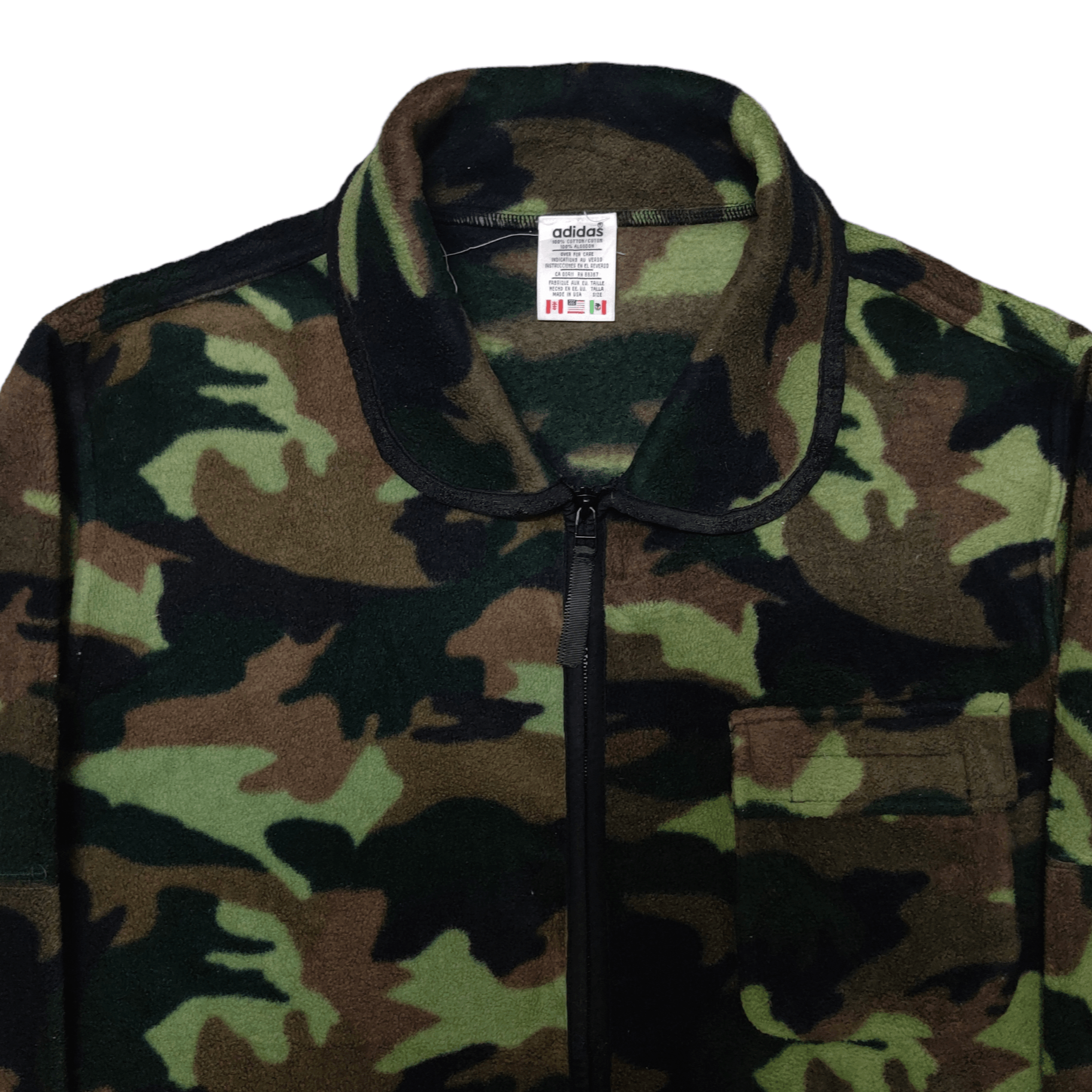 Adidas Vintage Adidas Fleece Camouflage Single Pocket Zip Up Size US M / EU 48-50 / 2 - 2 Thumbnail