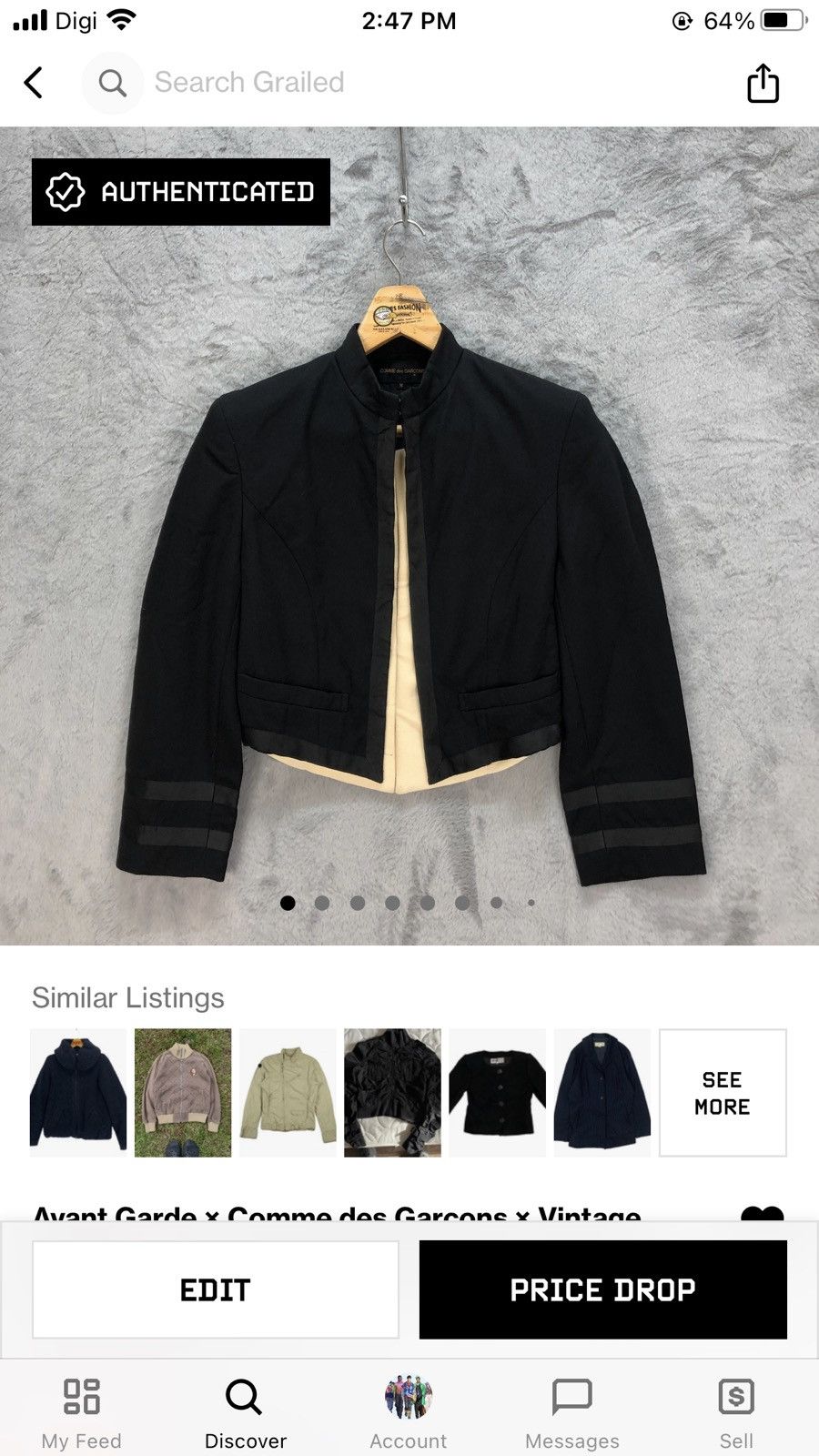 Comme des Garcons RARE💥CDG AD1989 Double Layered Crop Jacket #5197-179 Size M / US 6-8 / IT 42-44 - 13 Thumbnail