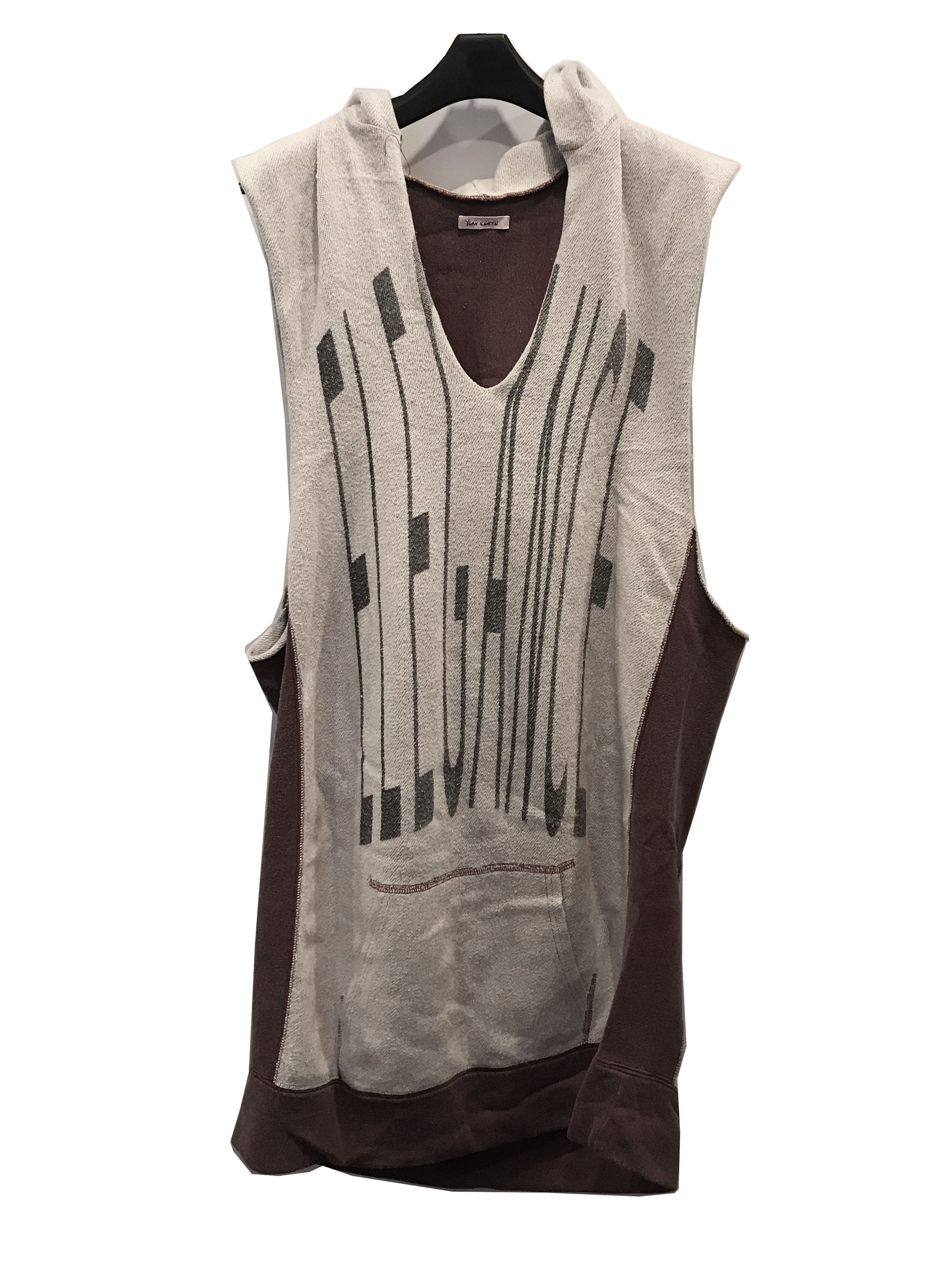 image of Sleeveless Hoodie in Dark Red/Beige, Men's (Size Large)