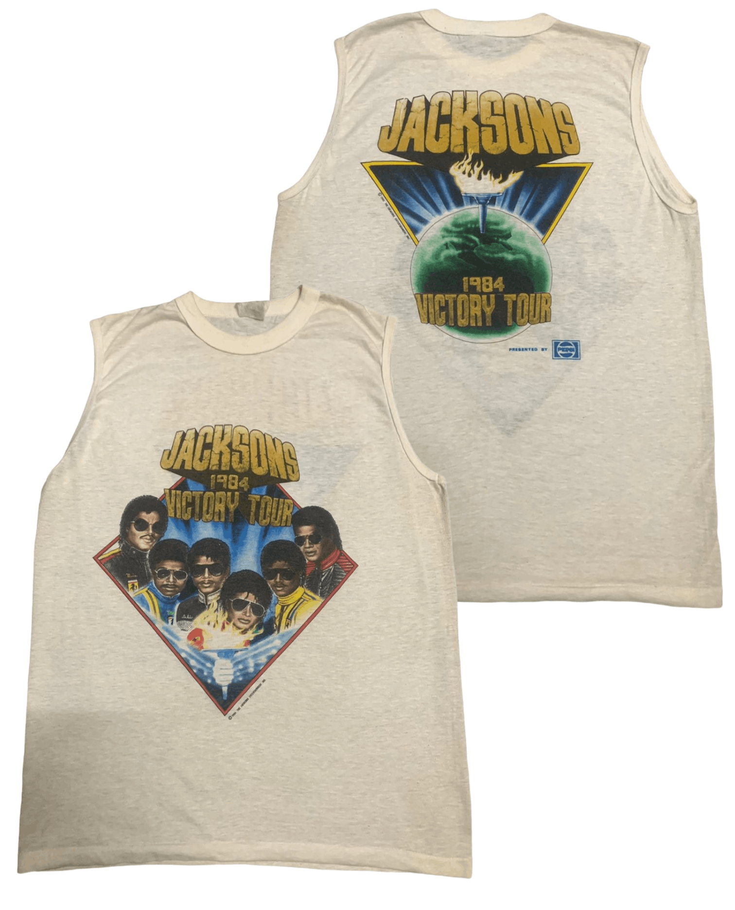 Band Tees × Michael Jackson × Vintage Vintage Jacksons 1984 Victory Tour Sleeveless Tees Size US S / EU 44-46 / 1 - 1 Thumbnail