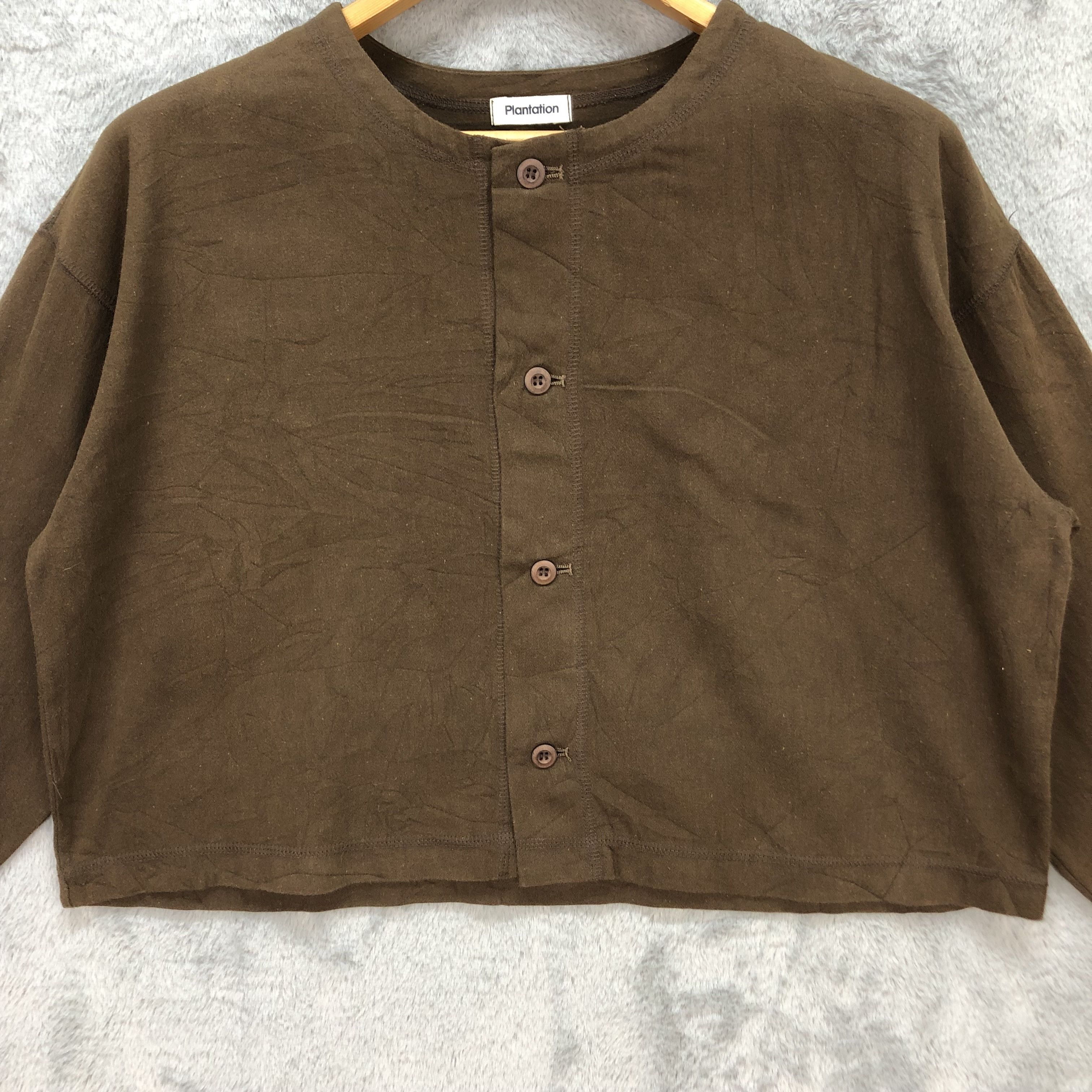 Issey Miyake PLANTATION BY ISSEY MIYAKE CROPPED SHIRT #5619-194 Size M / US 6-8 / IT 42-44 - 3 Thumbnail
