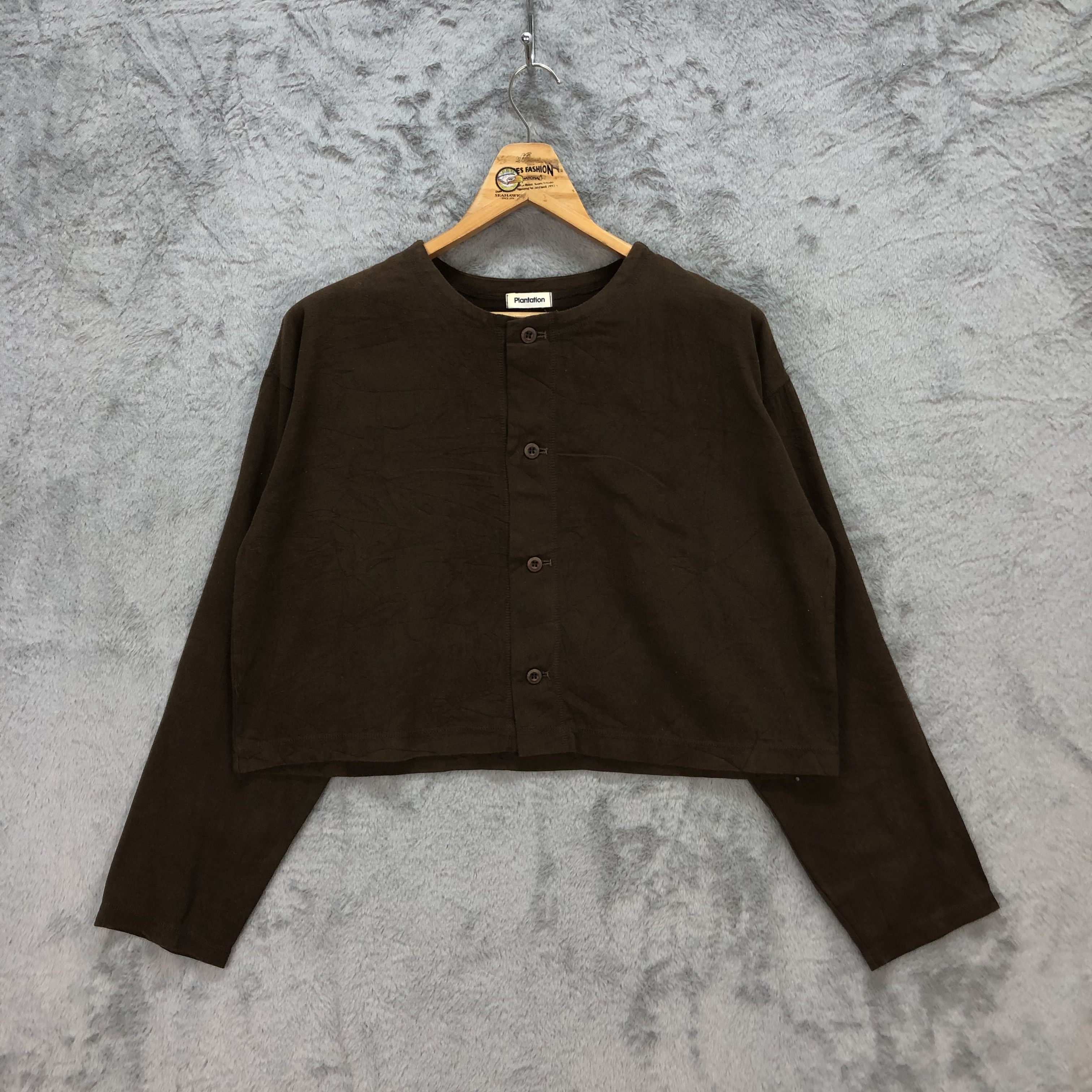 Issey Miyake PLANTATION BY ISSEY MIYAKE CROPPED SHIRT #5619-194 Size M / US 6-8 / IT 42-44 - 1 Thumbnail