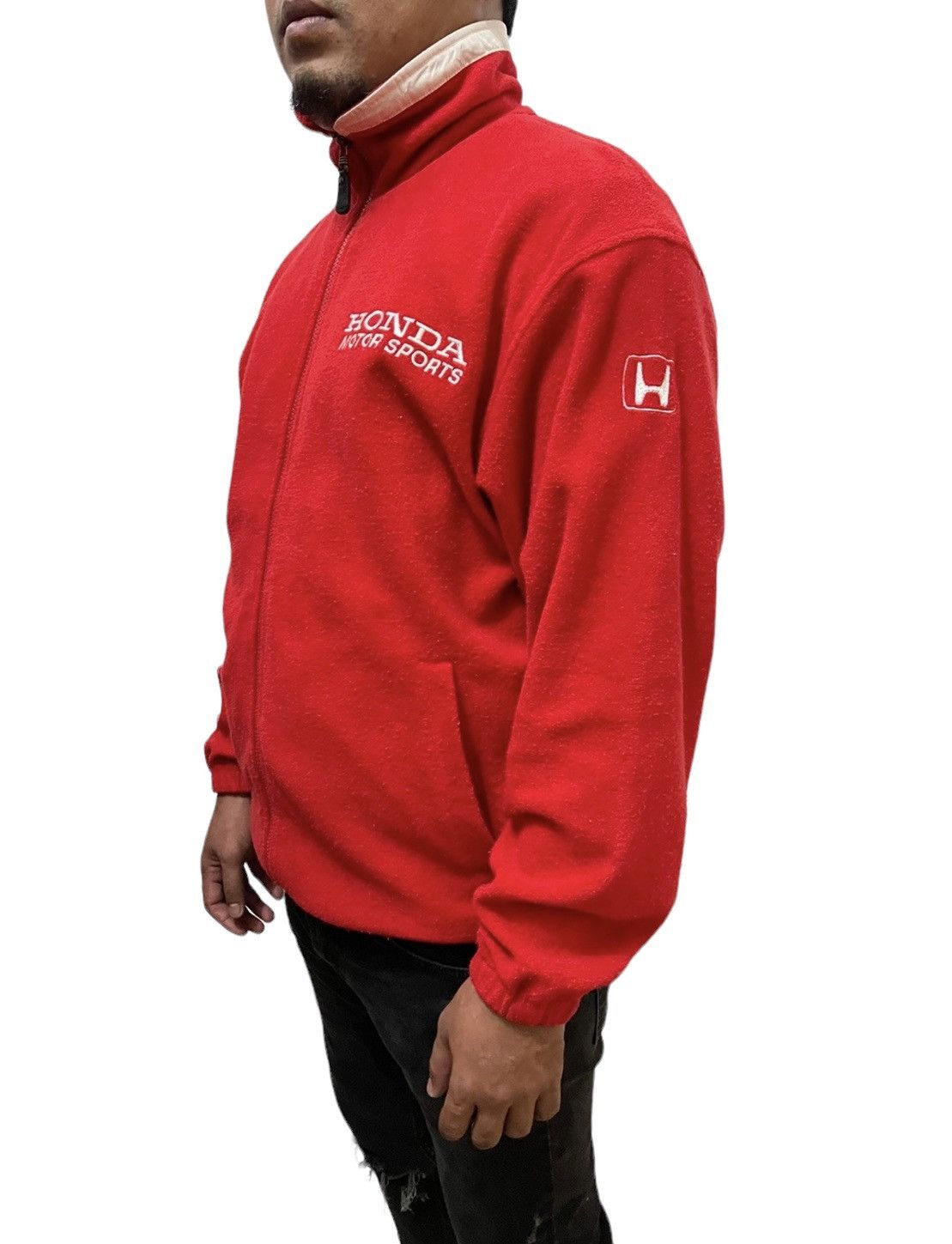 image of Vintage Honda Motorsports Fleece Jacket in Red, Men's (Size Small)