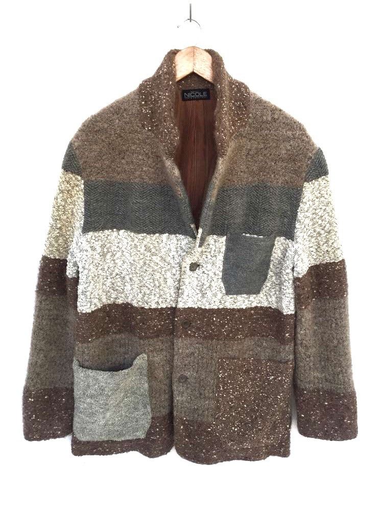 Designer × Japanese Brand [ LAST DROP ! ] Madam Nicole Yukio Kobayaski Multicolor Patchwork Wool Oversized Warm Coat Jacket Size US L / EU 52-54 / 3 - 1 Thumbnail