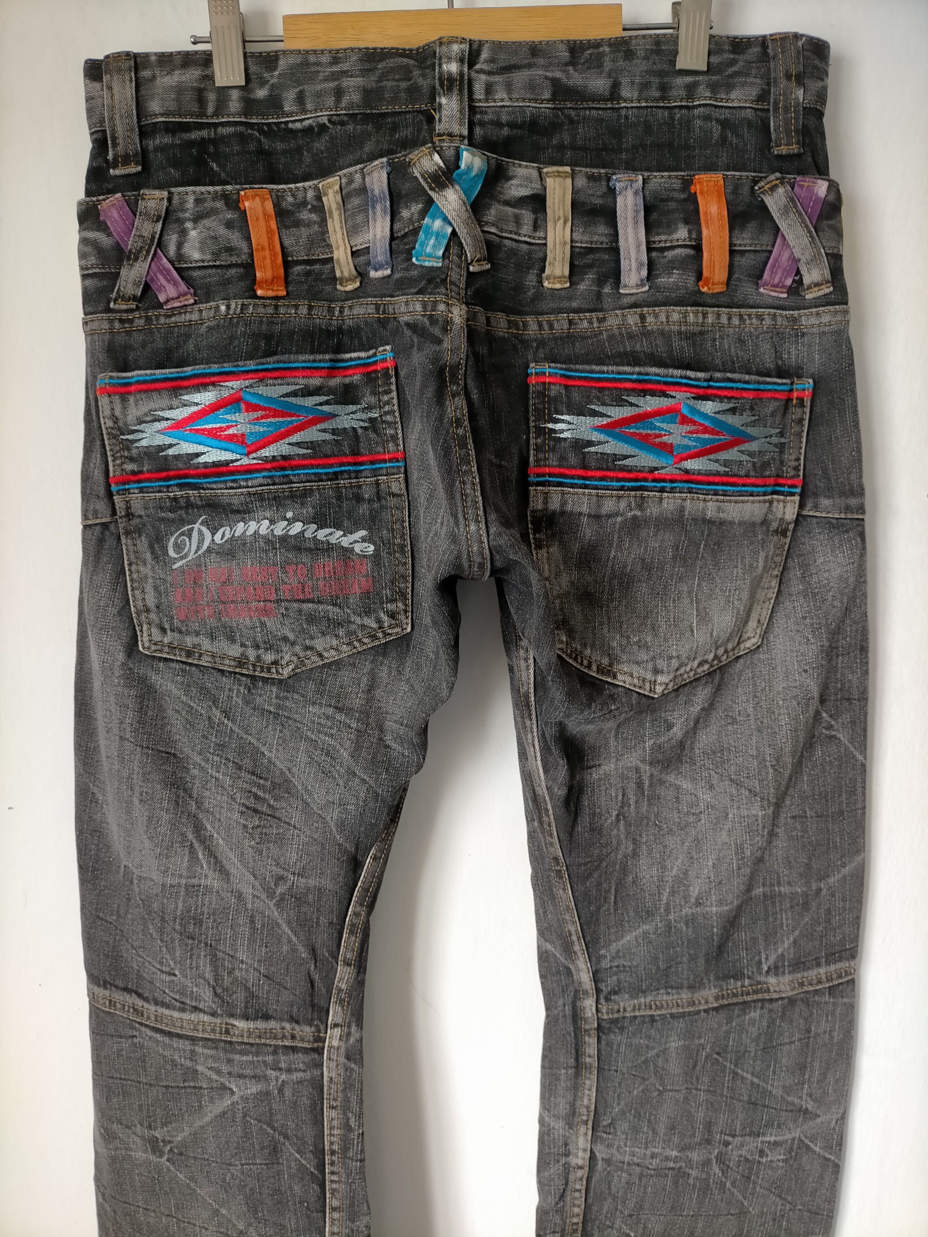 image of Vintage Dominate Handcrafted Double Waist Acid Wash Jeans in Acid Wash Black, Men's (Size 34)