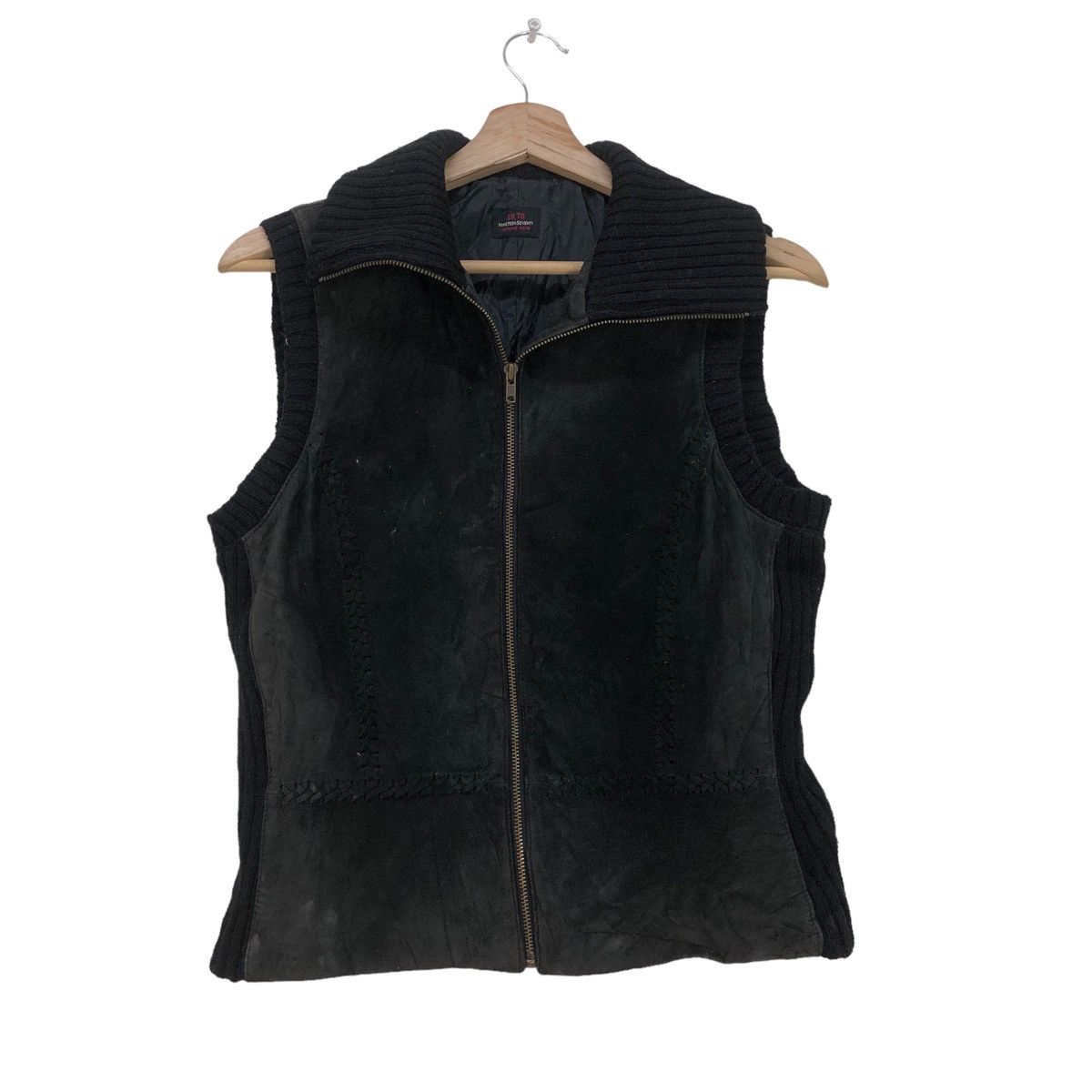 image of Genuine Leather x Leather Jacket ed Nineteen Seventy Leathers Vest Jacket in Black (Size Small)