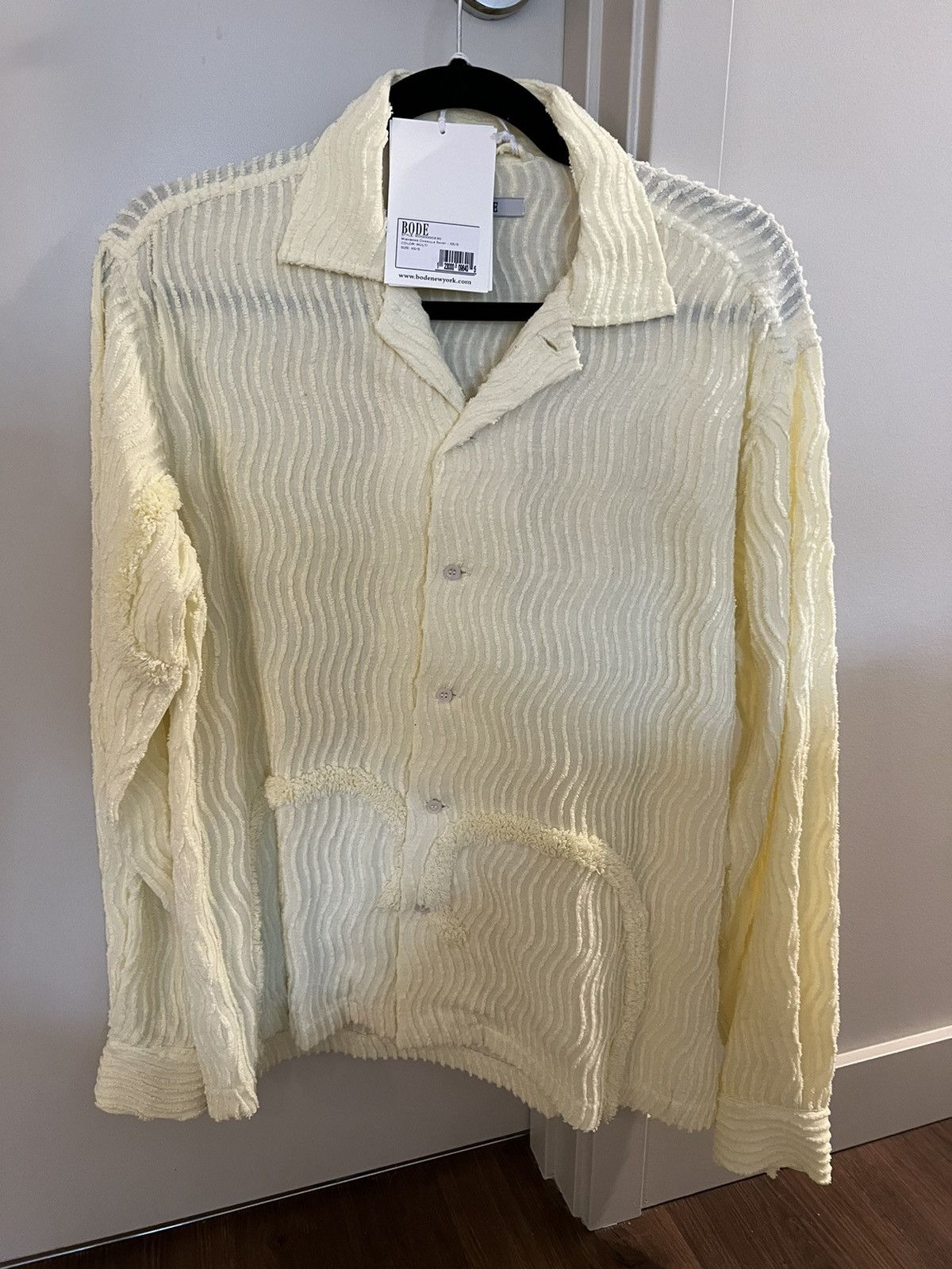 Image of Bode Wishbone Chenille Shirt - One Of A Kind, New With Tag in Yellow, Men's (Size XS)