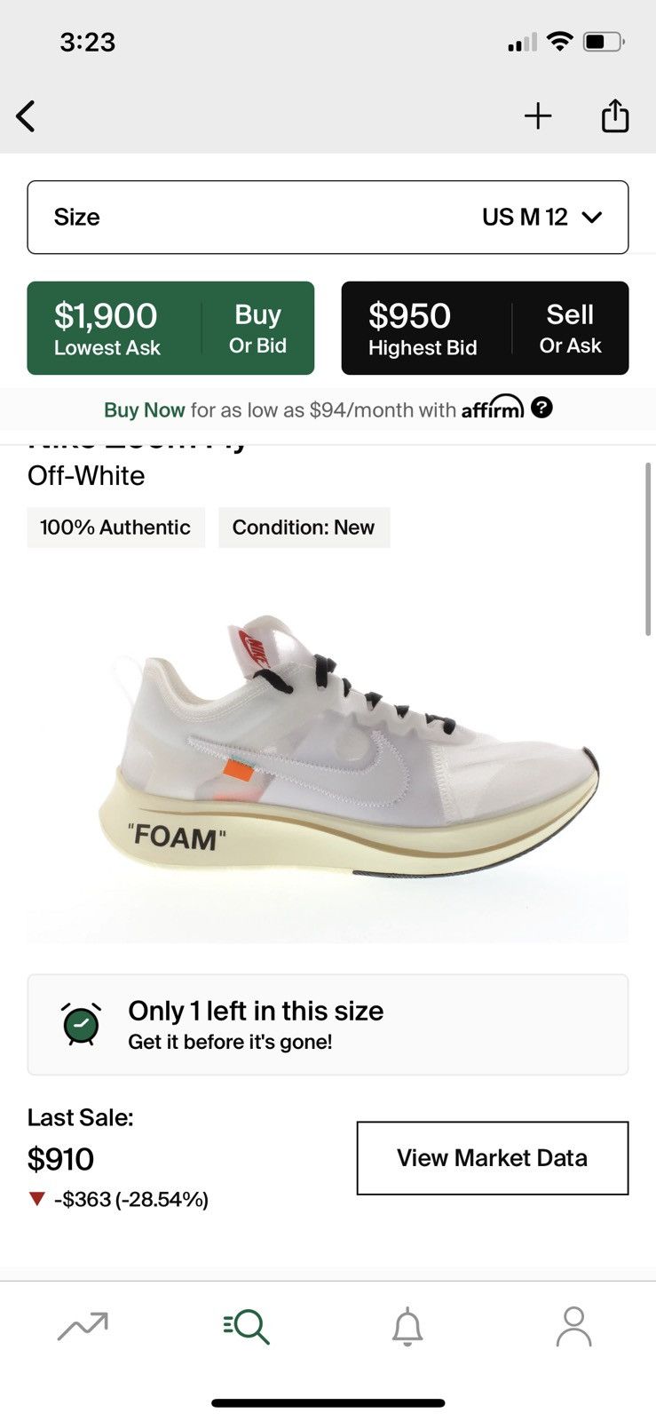 Nike × Off-White OFF-WHITE x Zoom Fly SP The Ten 2017 Size US 12 / EU 45 - 13 Thumbnail