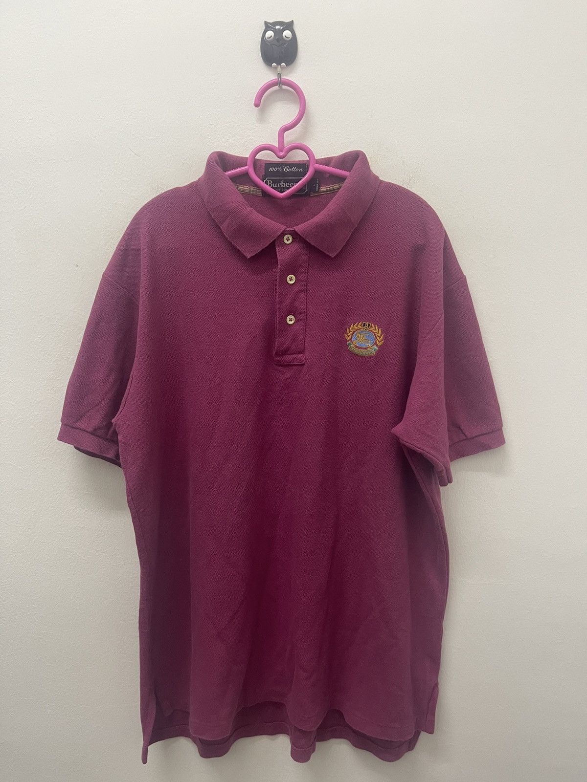 image of 90's Vintage Burberrys Of London Embroidered Logo Polo in Pink, Men's (Size Large)