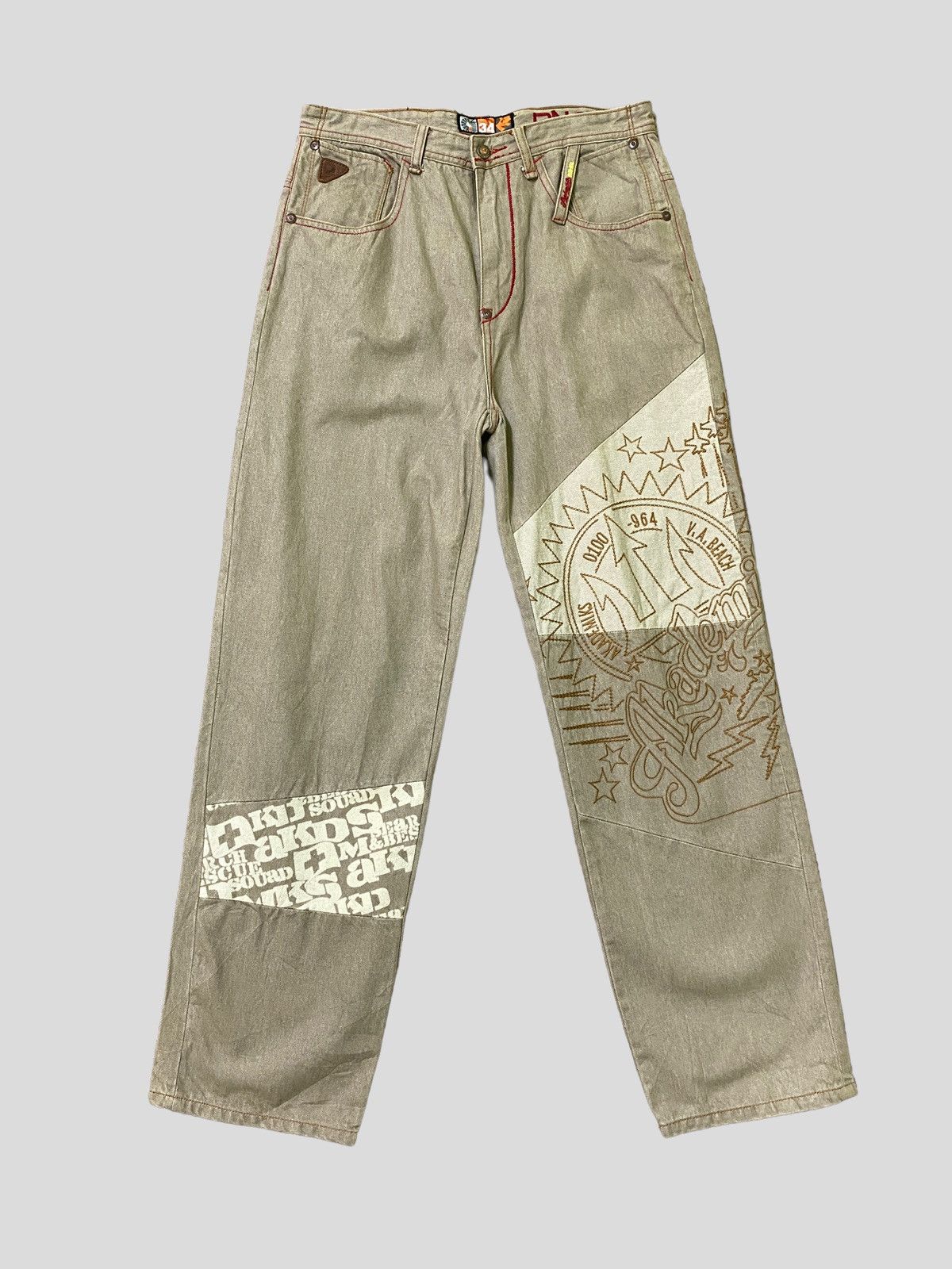 Akademiks × Vintage Vintage AKADEMIKS Baggy Embroidered Jnco Style Denim Jeans Size US 31 - 1 Thumbnail