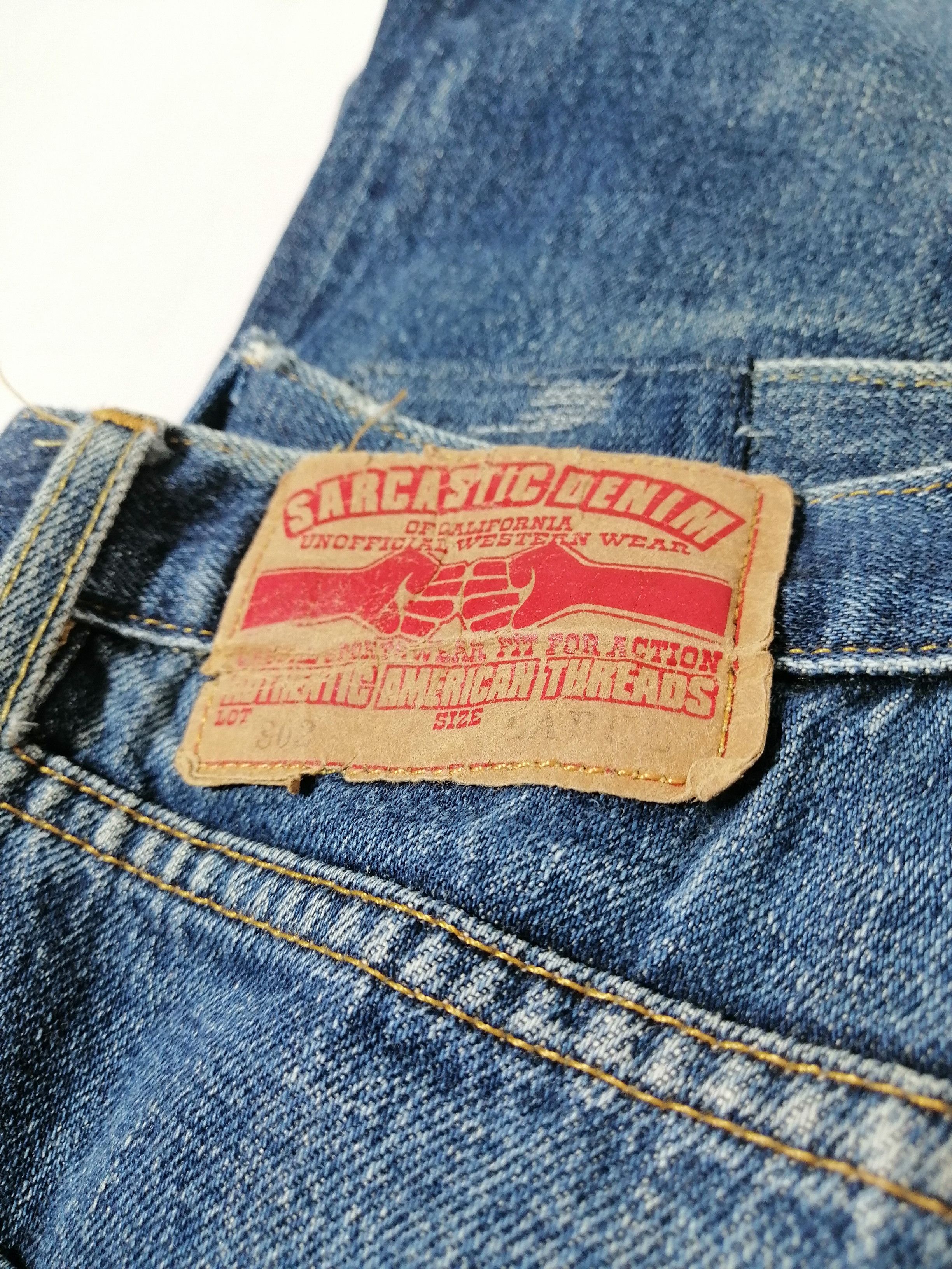 Japanese Brand Sarcastic Homme Fly Button Selvedge Distressed Denim Jeans Size US 32 / EU 48 - 6 Thumbnail