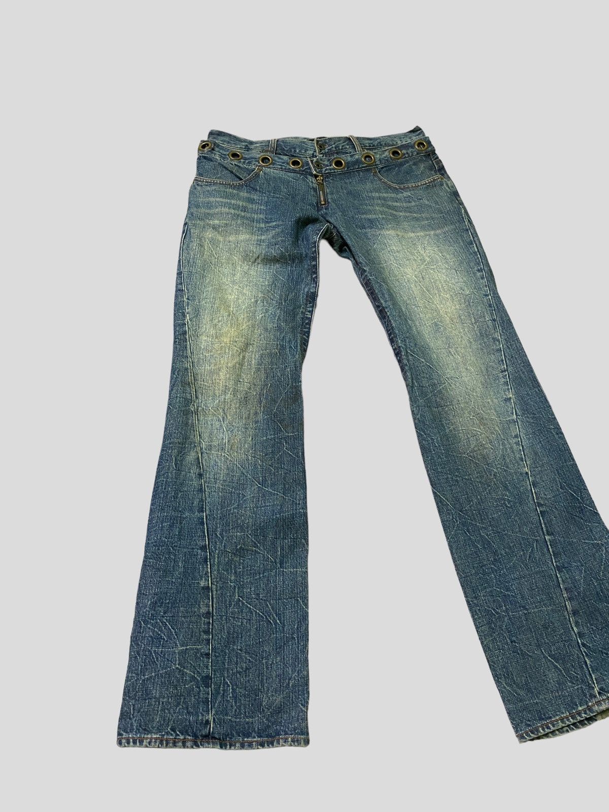 Japanese Brand × Vintage Flared Double Waist ROOT THREE Acid Wash Boot Cut Denim Size US 32 / EU 48 - 1 Thumbnail