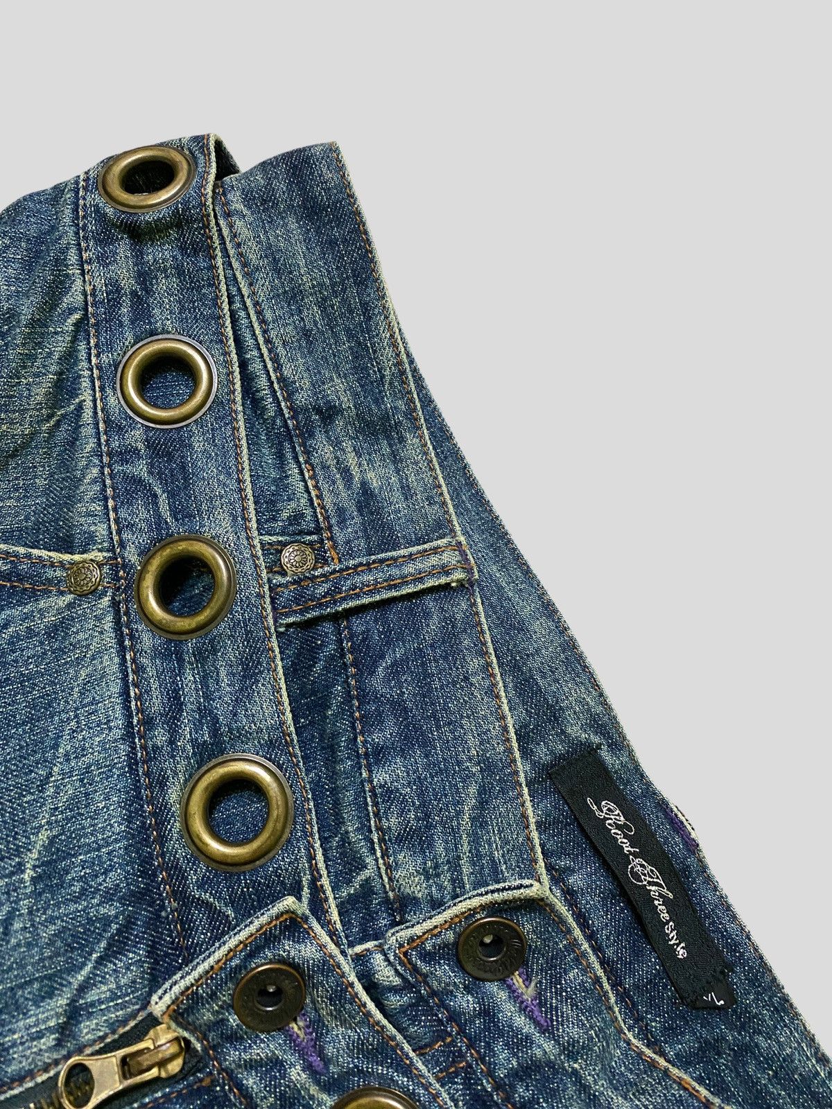 Japanese Brand × Vintage Flared Double Waist ROOT THREE Acid Wash Boot Cut Denim Size US 32 / EU 48 - 11 Thumbnail