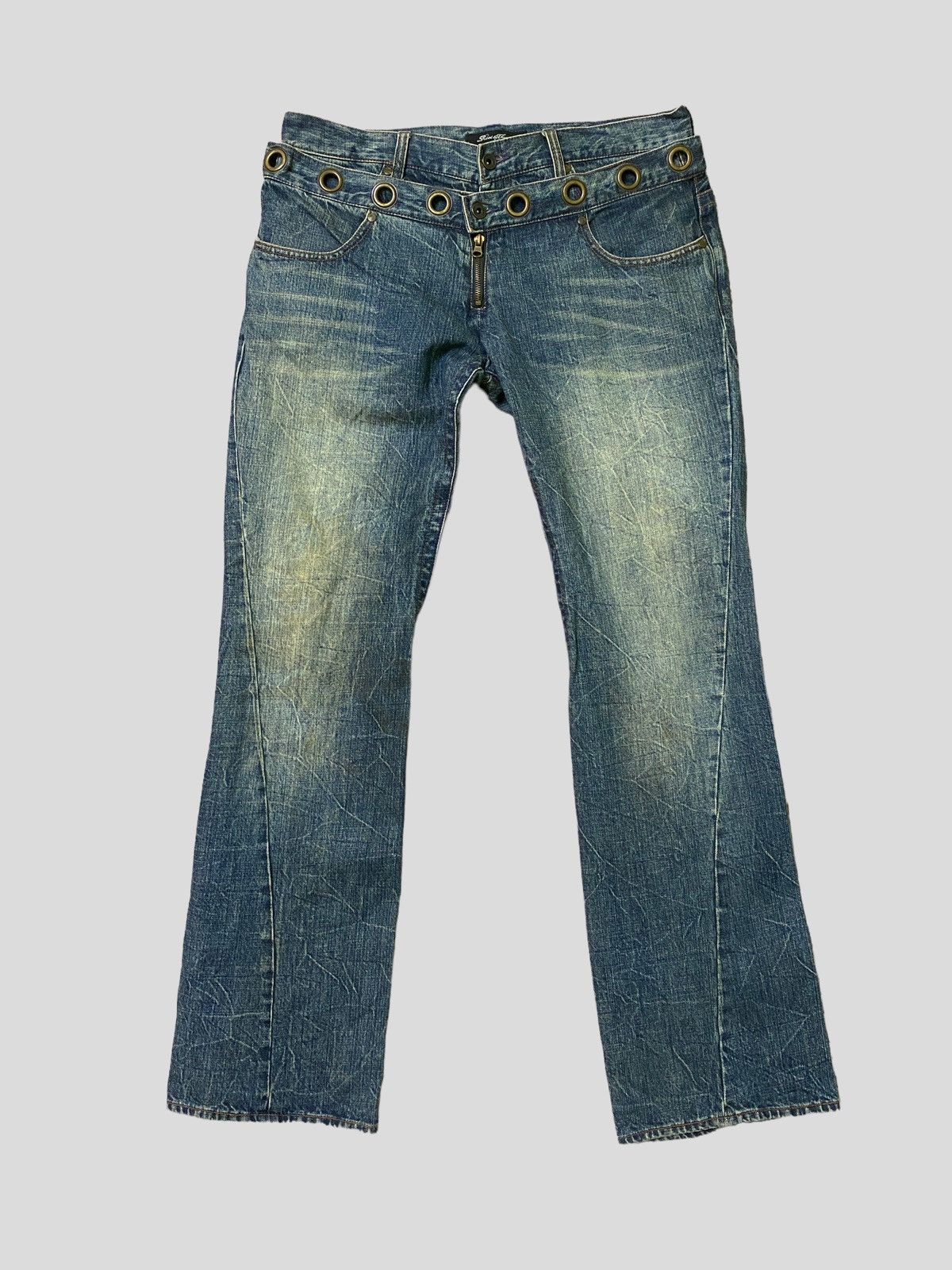 Japanese Brand × Vintage Flared Double Waist ROOT THREE Acid Wash Boot Cut Denim Size US 32 / EU 48 - 3 Thumbnail