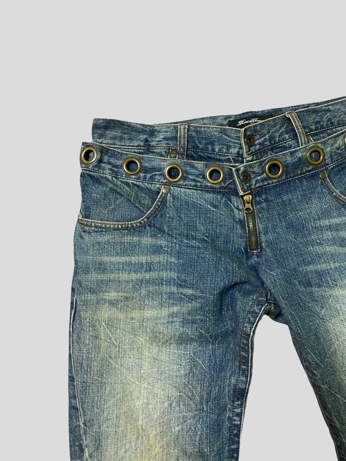 Japanese Brand × Vintage Flared Double Waist ROOT THREE Acid Wash Boot Cut Denim Size US 32 / EU 48 - 6 Thumbnail