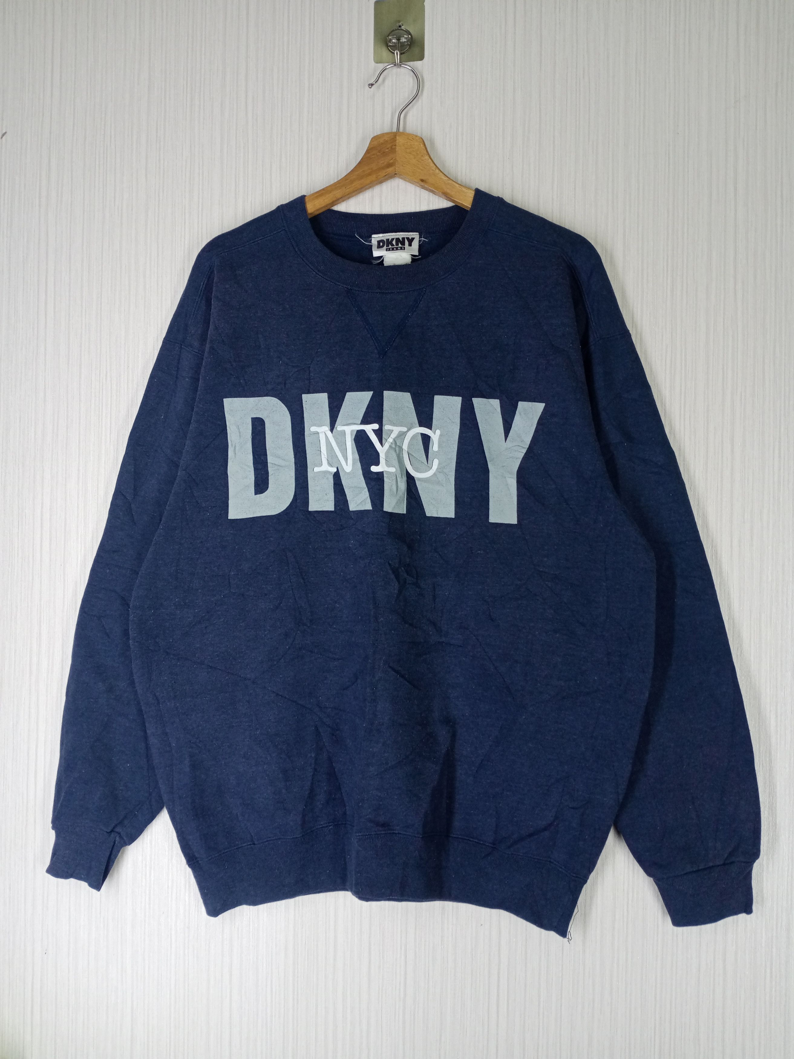 DKNY RARE VINTAGE 90'S DKNY JEANS BIG LOGO SWEATSHIRT Size US L / EU 52-54 / 3 - 1 Thumbnail