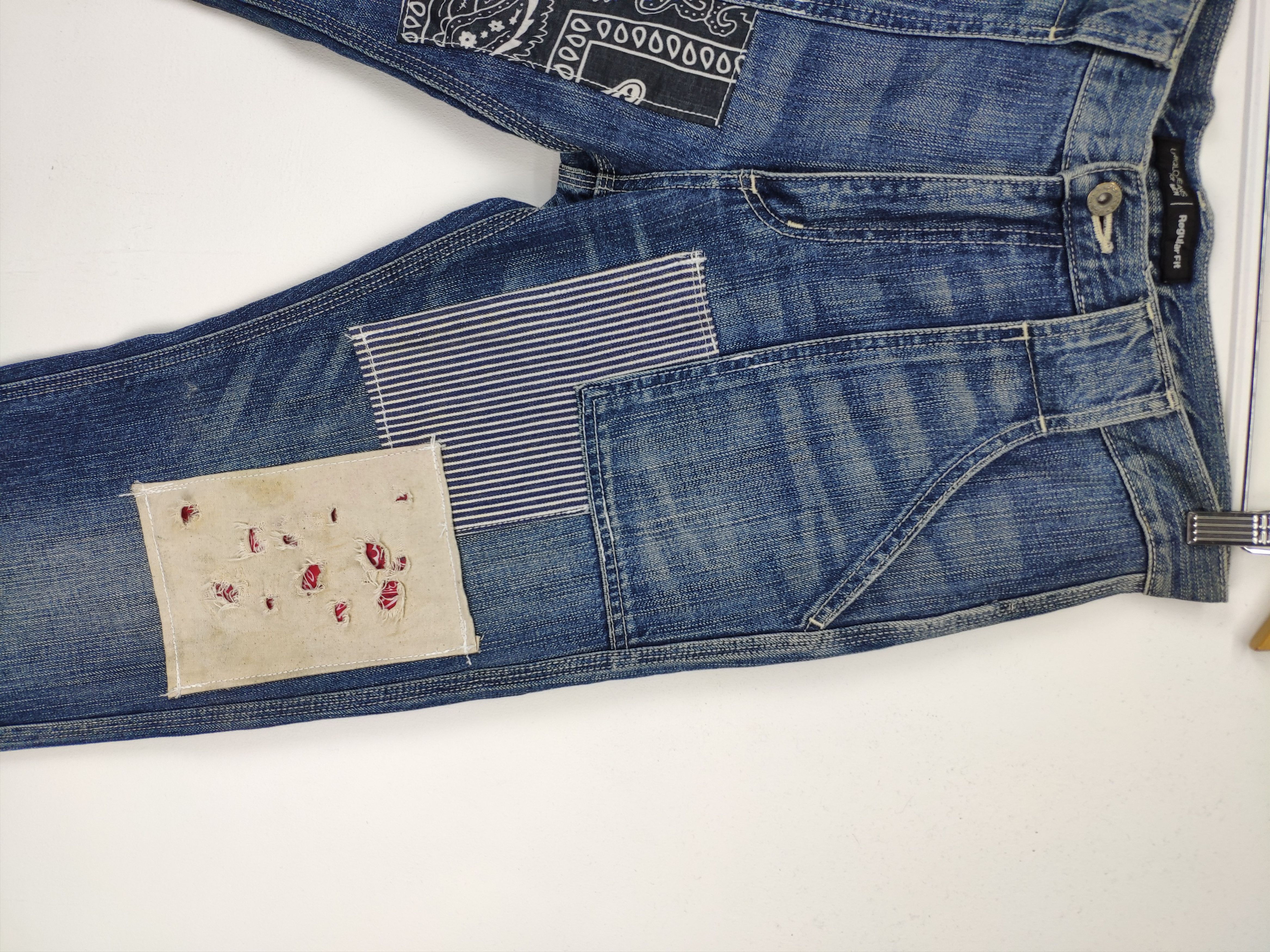 Japanese Brand Uniqlo Bush Pants Patchwork Jeans Custom Made Kapital Style Size US 33 - 7 Thumbnail