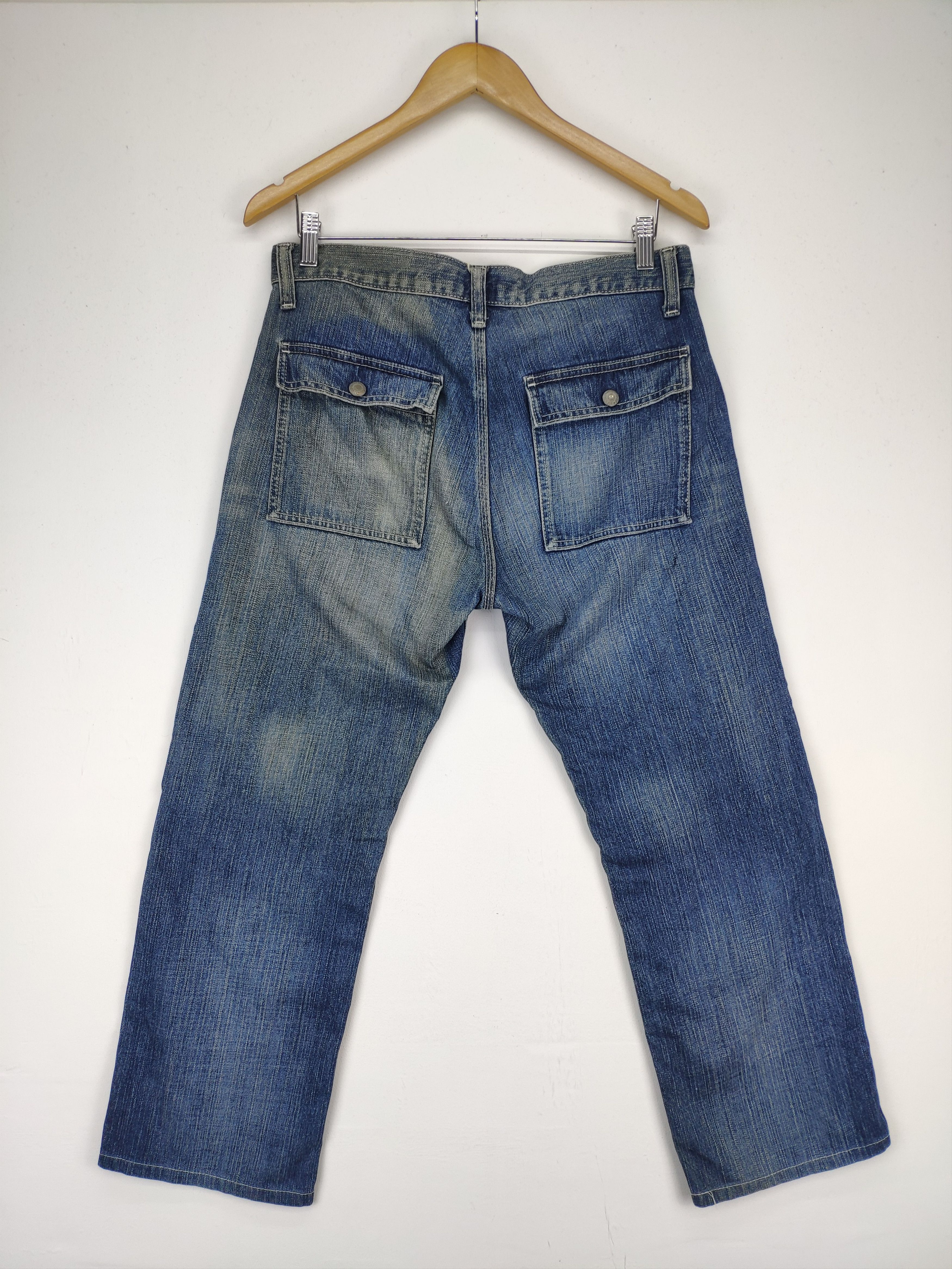 Japanese Brand Uniqlo Bush Pants Patchwork Jeans Custom Made Kapital Style Size US 33 - 2 Thumbnail