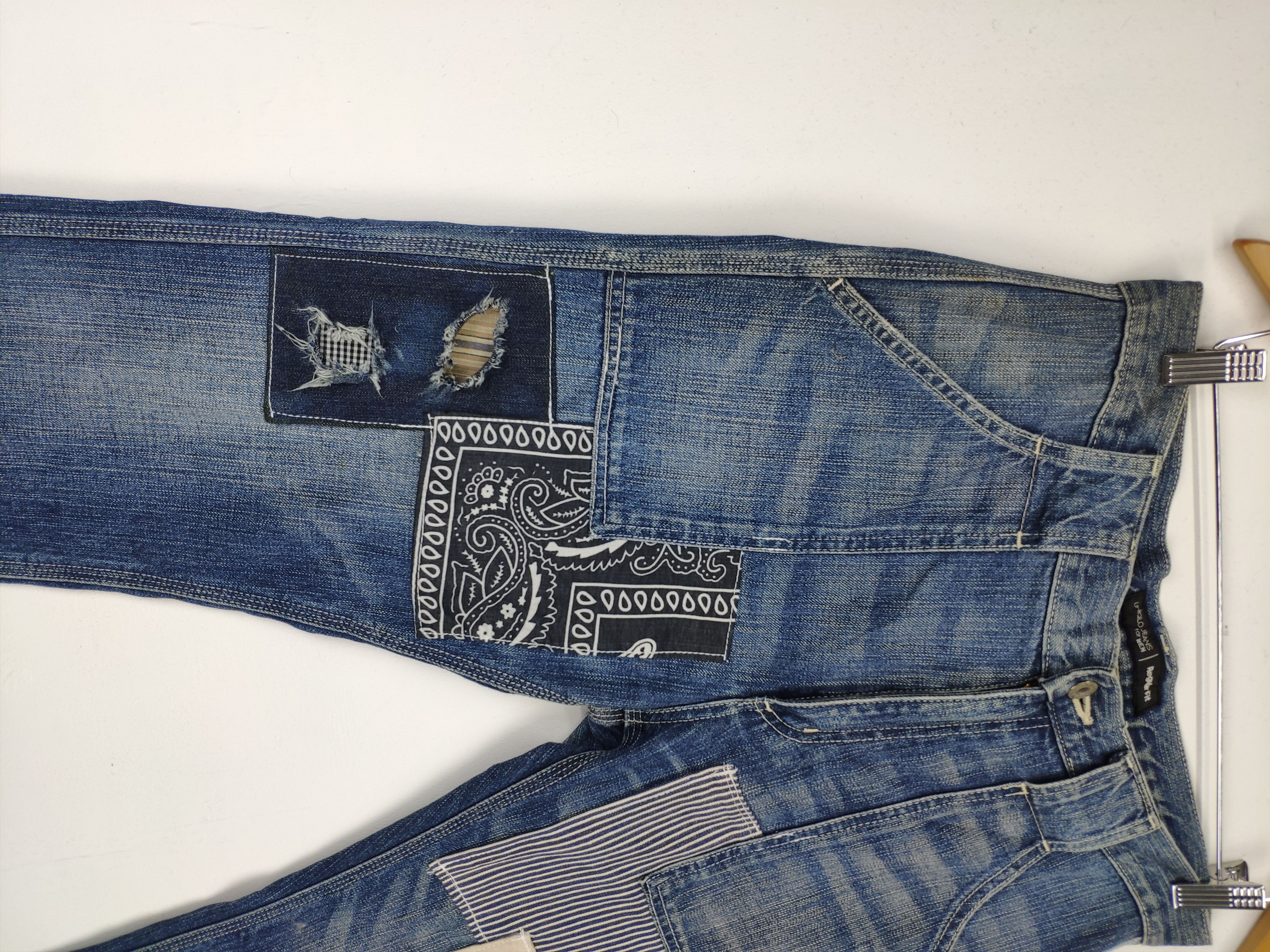 Japanese Brand Uniqlo Bush Pants Patchwork Jeans Custom Made Kapital Style Size US 33 - 8 Thumbnail
