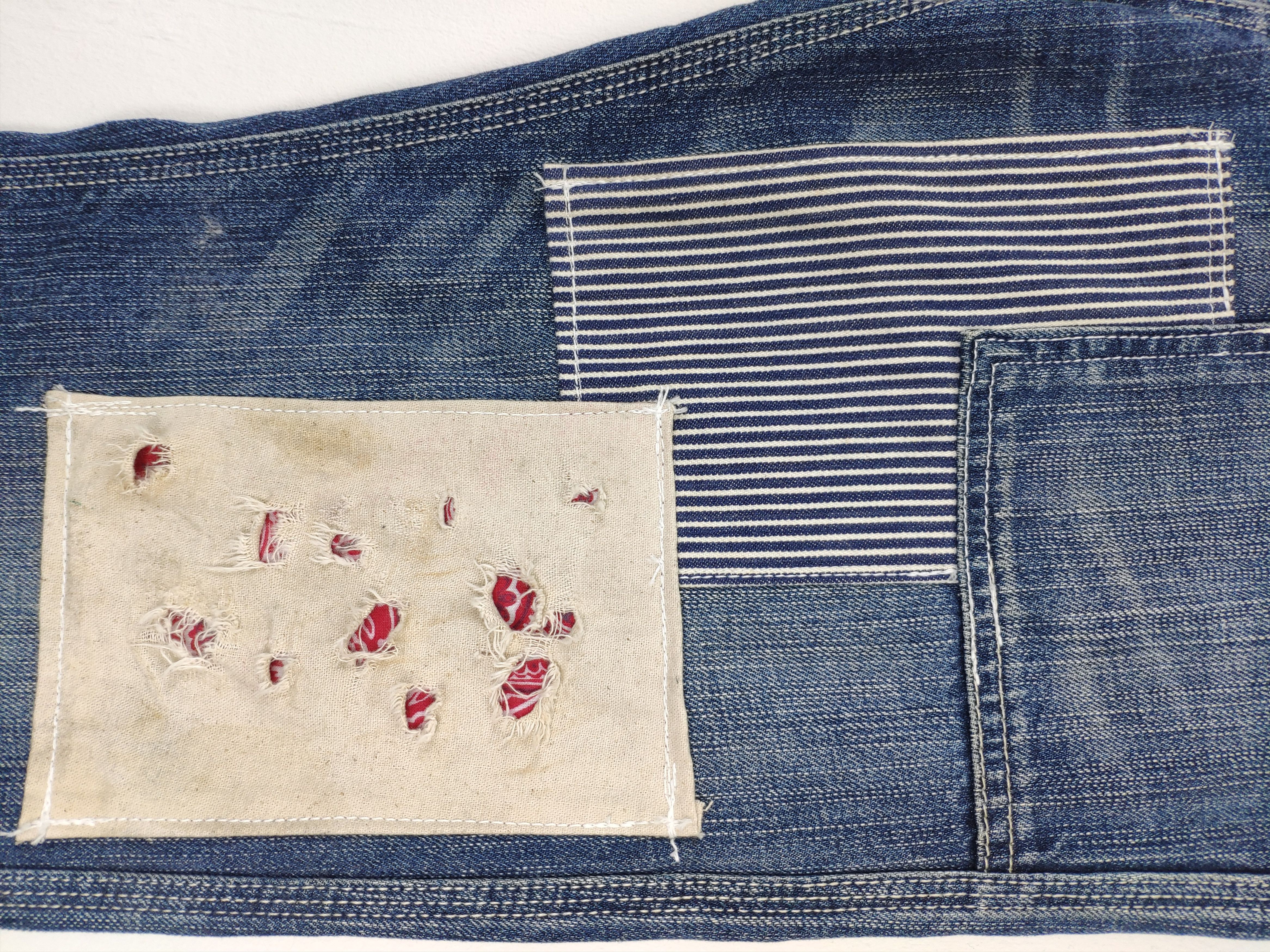 Japanese Brand Uniqlo Bush Pants Patchwork Jeans Custom Made Kapital Style Size US 33 - 11 Thumbnail