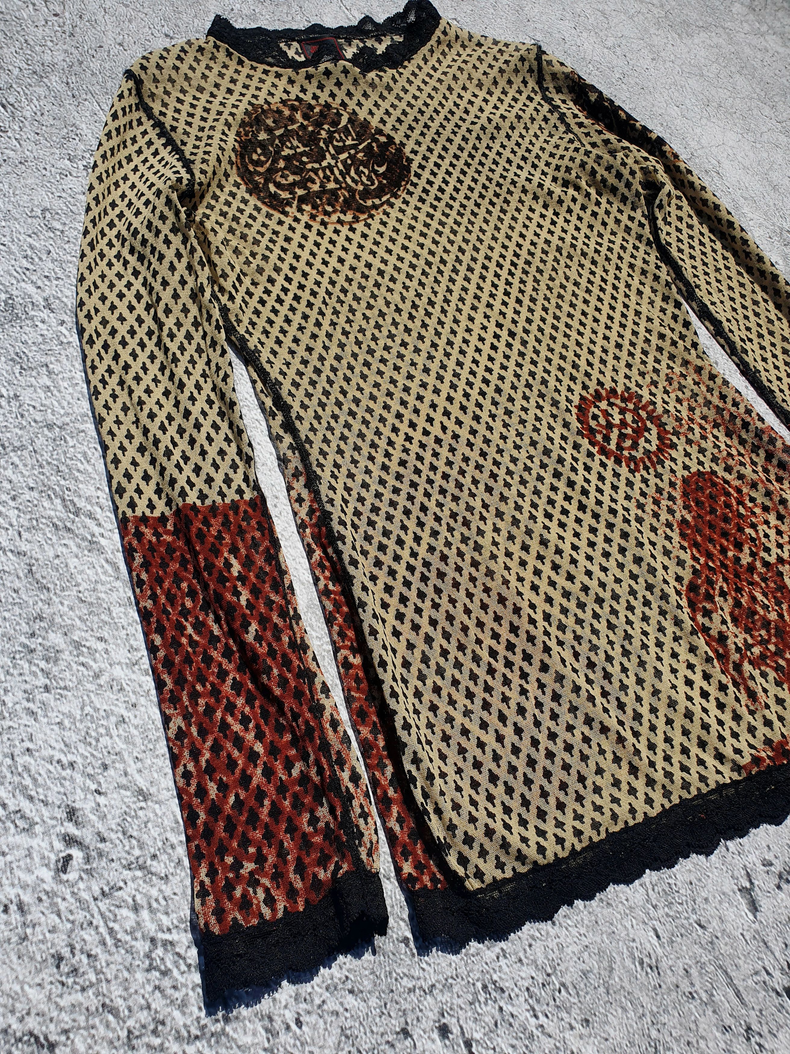 Jean Paul Gaultier RARE archive Jean Paul Gaultier arabic print mesh top Size L / US 10 / IT 46 - 4 Thumbnail