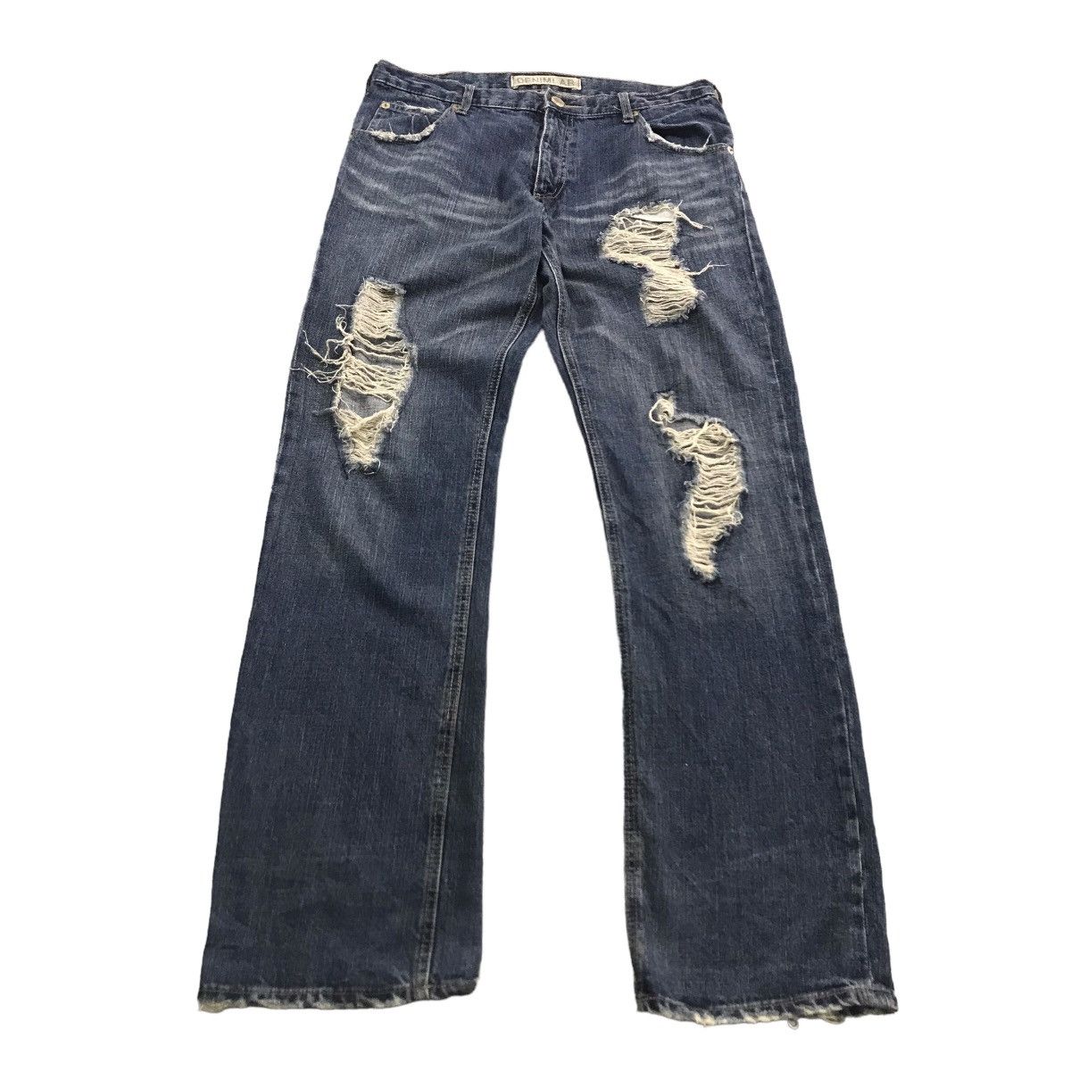 DISTRESSED💥TRIM DENIM DISTRESSED BLUE DENIM PANTS