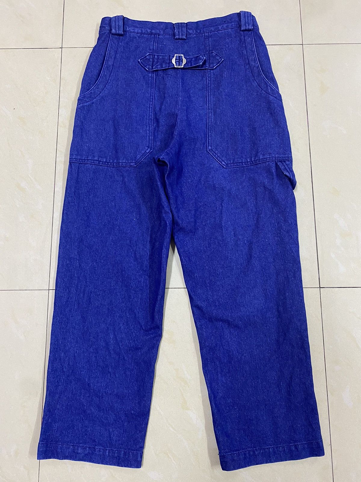 image of Orslow Pleated Baker Denim Pants in Blue, Men's (Size 31)