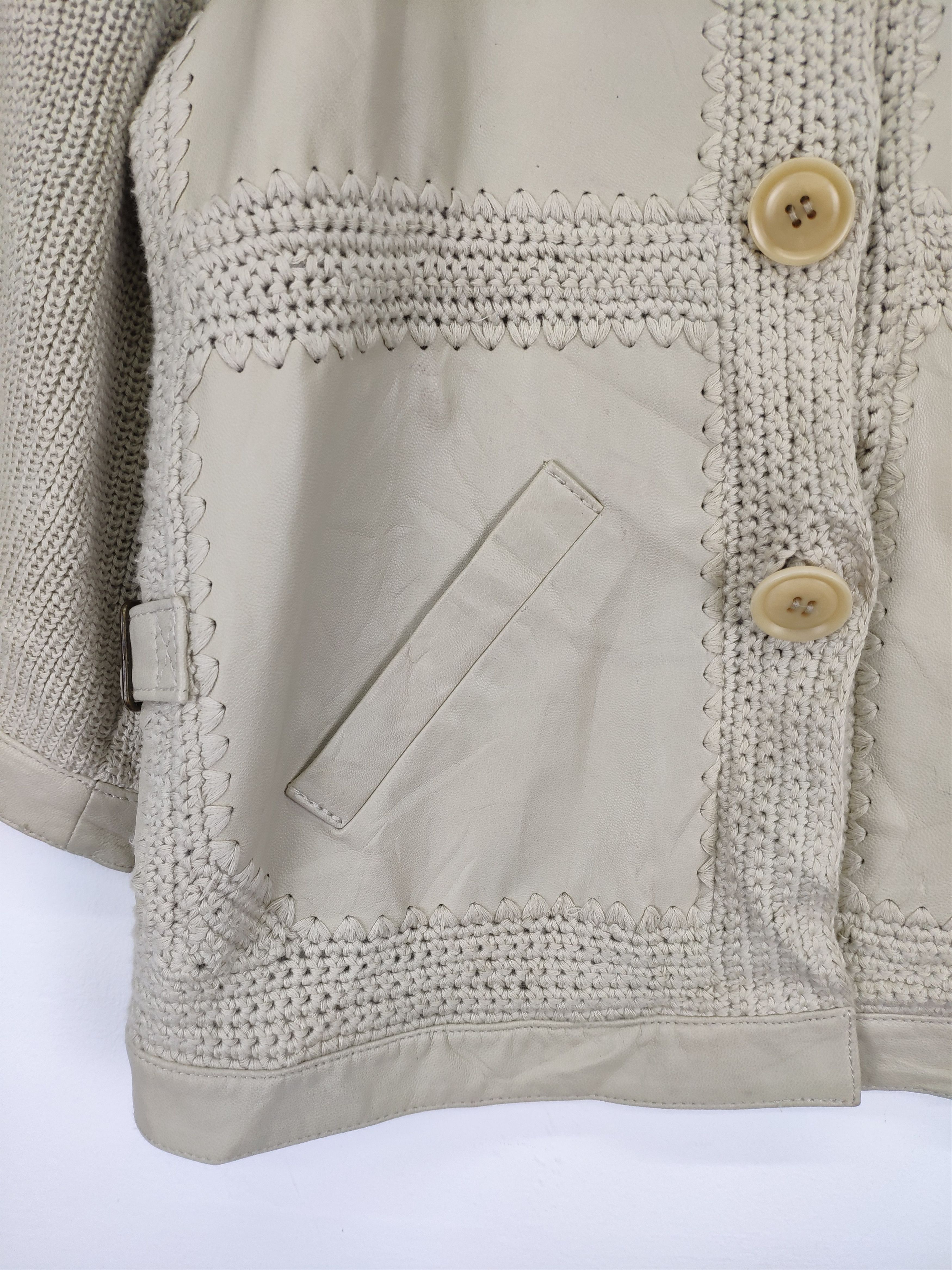 Japanese Brand × Vintage Vintage Knit Cardigan Sweater Sheepskin Leather Size S / US 4 / IT 40 - 6 Thumbnail