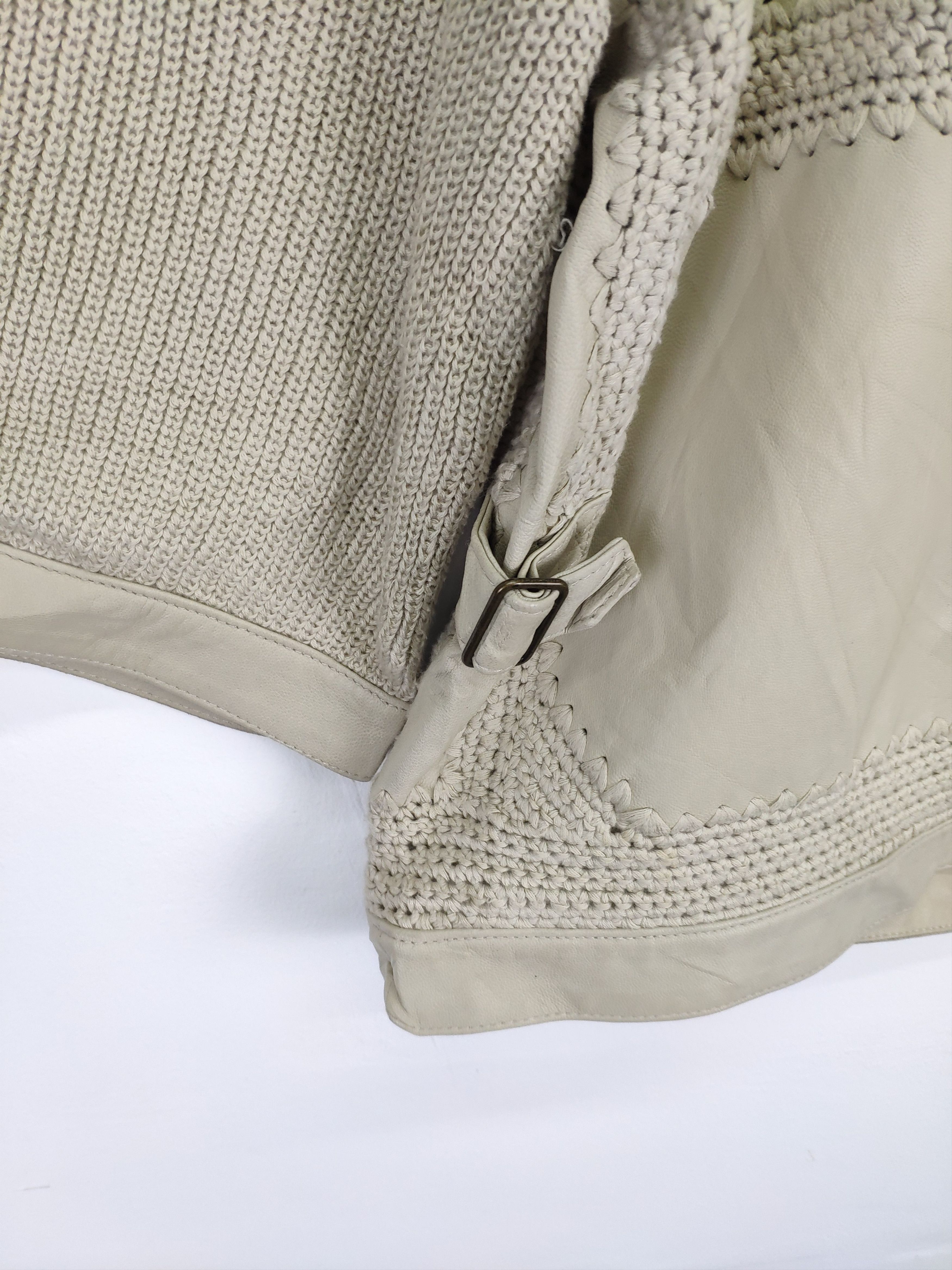 Japanese Brand × Vintage Vintage Knit Cardigan Sweater Sheepskin Leather Size S / US 4 / IT 40 - 12 Thumbnail