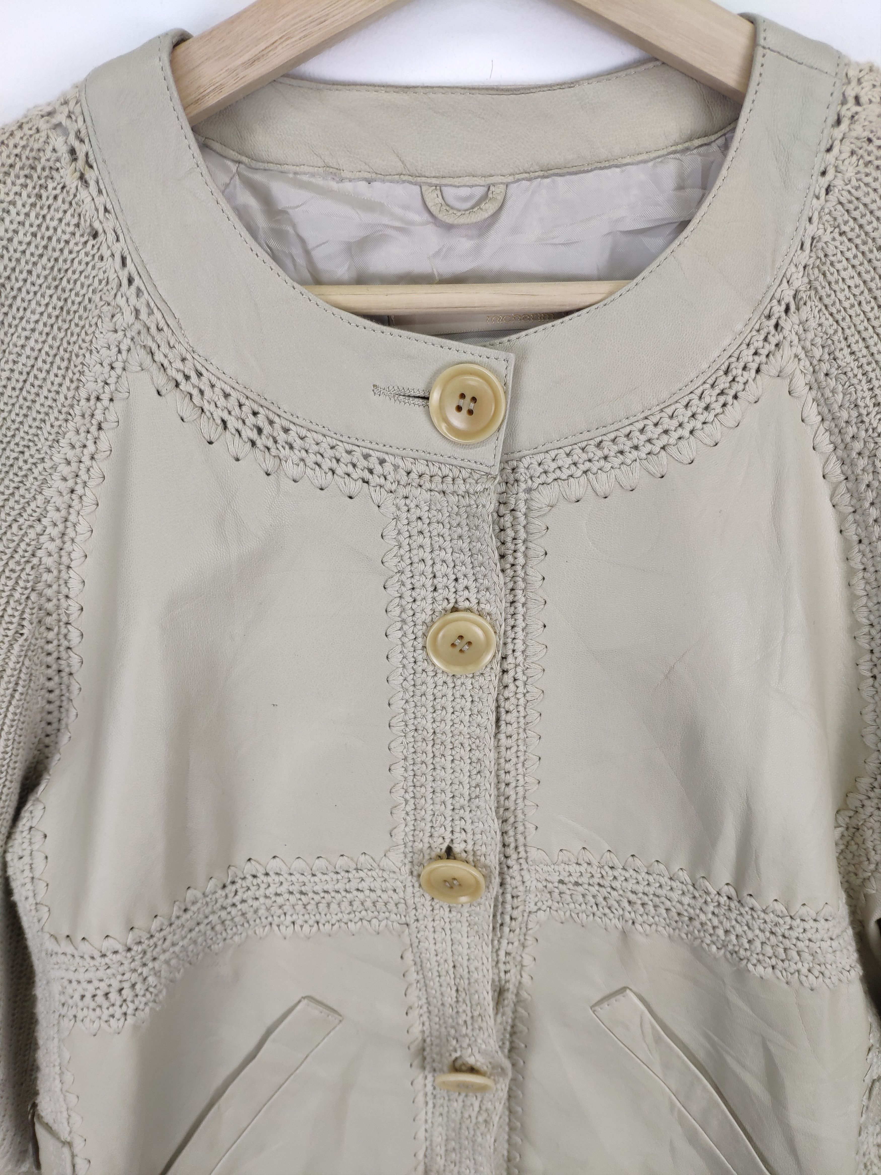 Japanese Brand × Vintage Vintage Knit Cardigan Sweater Sheepskin Leather Size S / US 4 / IT 40 - 8 Thumbnail