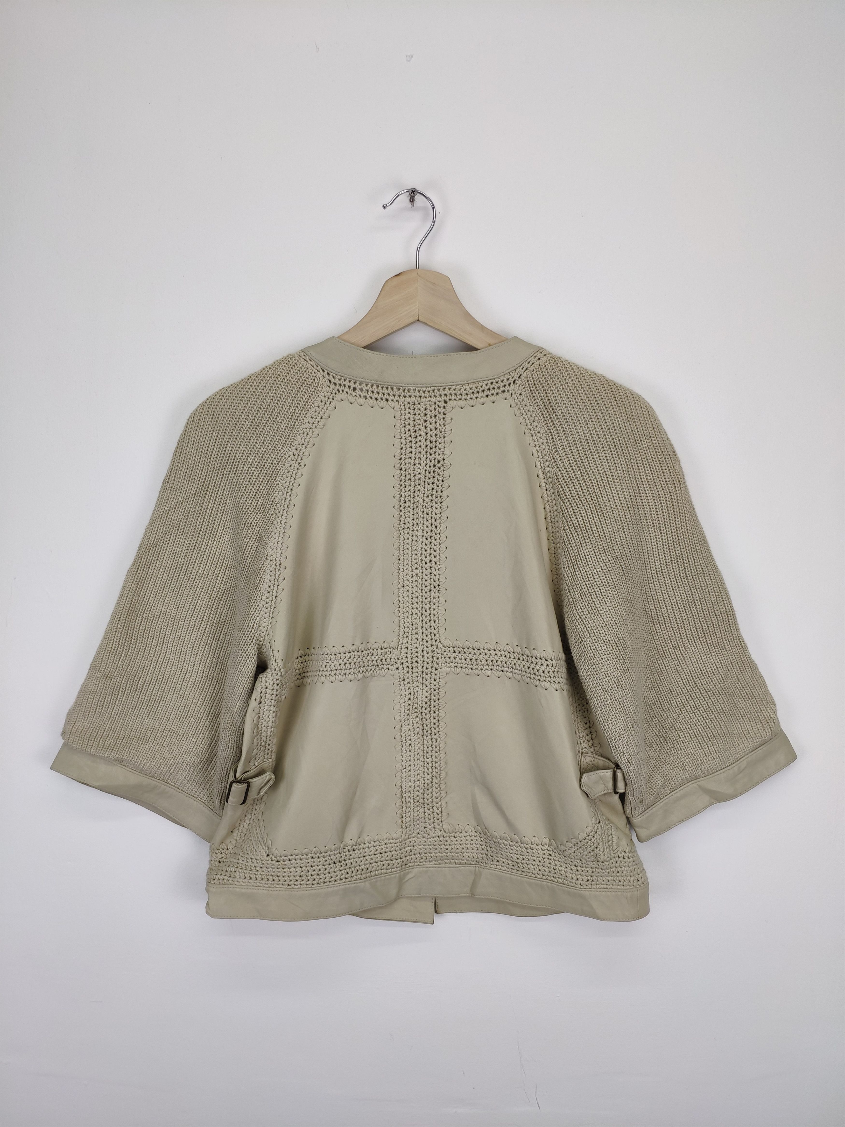 Japanese Brand × Vintage Vintage Knit Cardigan Sweater Sheepskin Leather Size S / US 4 / IT 40 - 14 Thumbnail