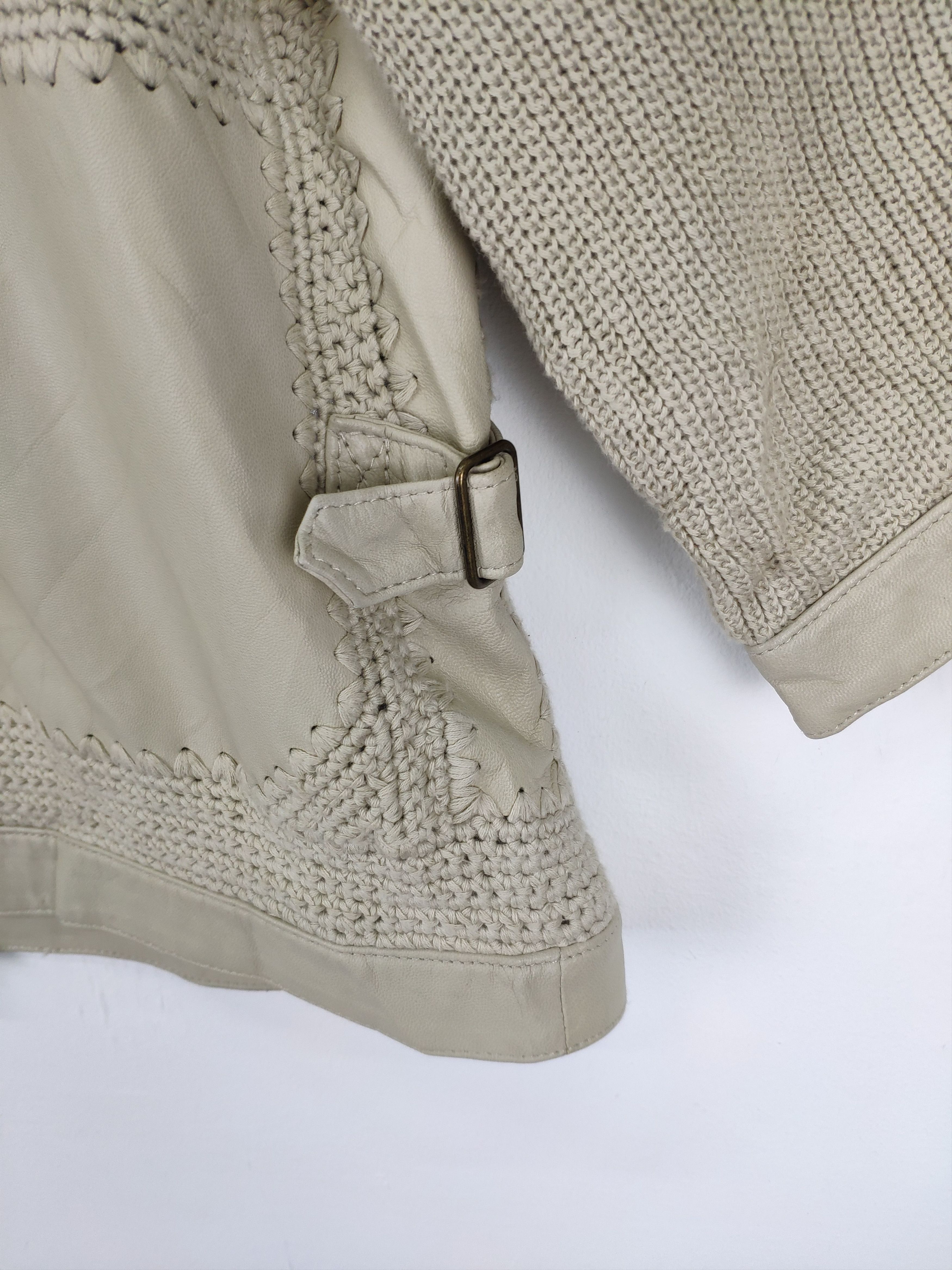 Japanese Brand × Vintage Vintage Knit Cardigan Sweater Sheepskin Leather Size S / US 4 / IT 40 - 13 Thumbnail