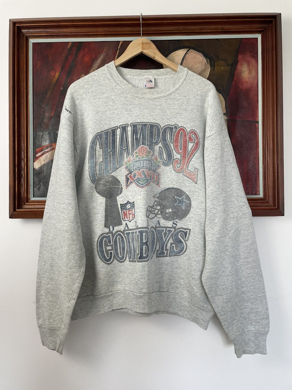 NFL Vintage 1992 Dallas Cowboys Super Bowl Champions Crewneck Size US XL / EU 56 / 4 - 1 Thumbnail