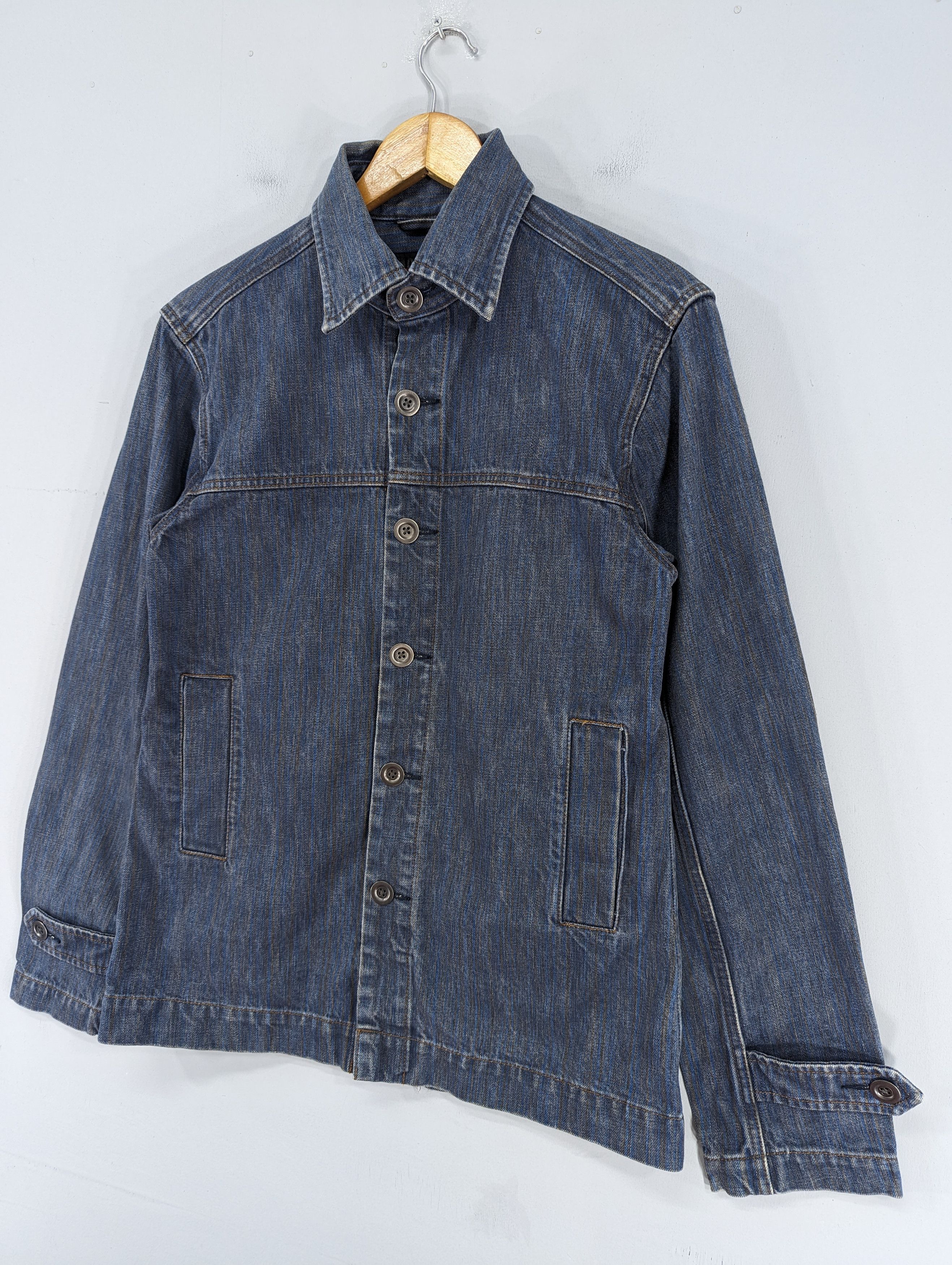 Designer × Japanese Brand × Morgan Homme 🔥RARE🔥Morgan Homme Striped Button Ups Denim Jacket Size M / US 6-8 / IT 42-44 - 2 Thumbnail