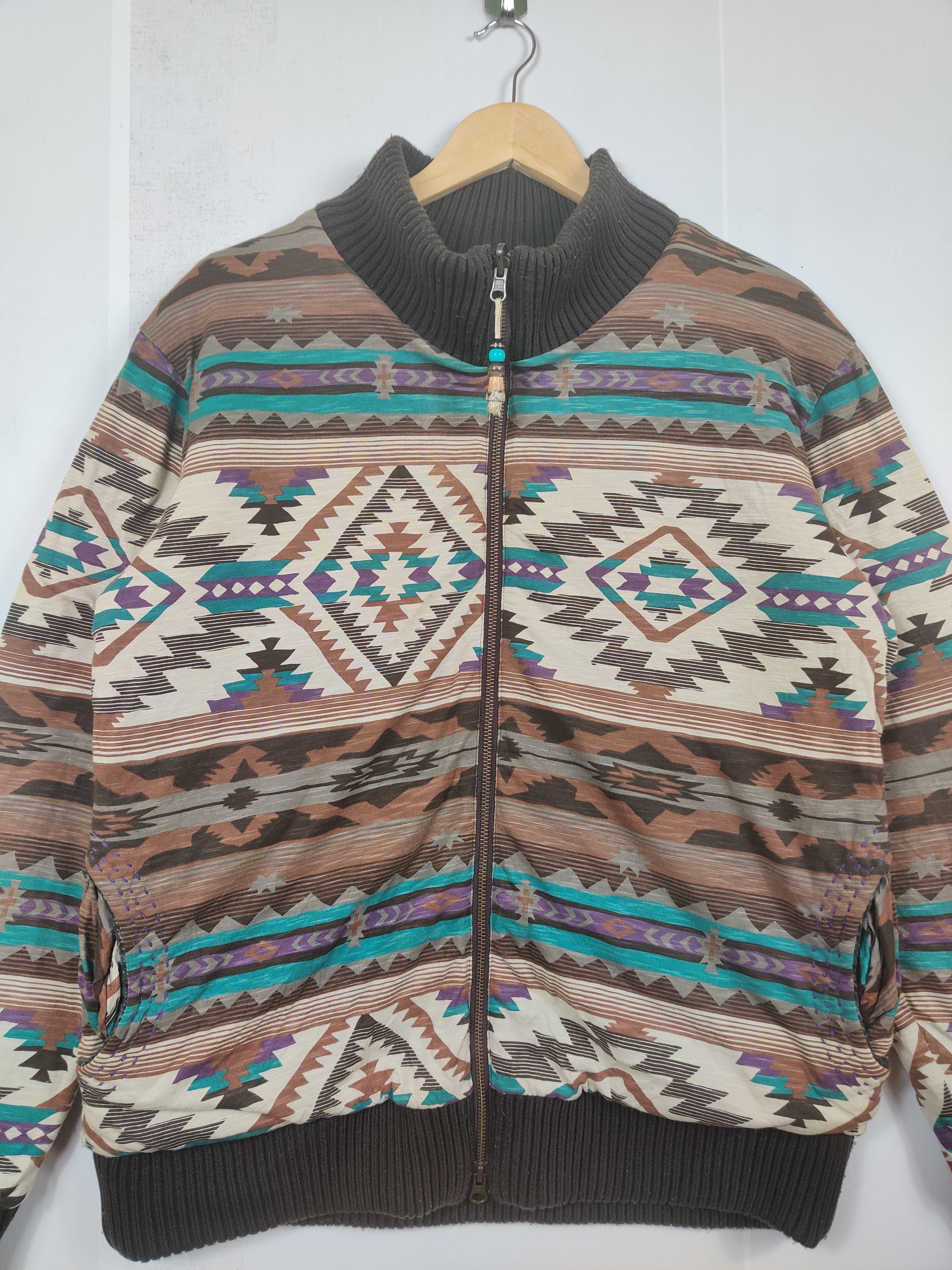 Japanese Brand Vintage KU USA Aztech Reversible Sherpa Navajo Jacket Size US L / EU 52-54 / 3 - 3 Thumbnail