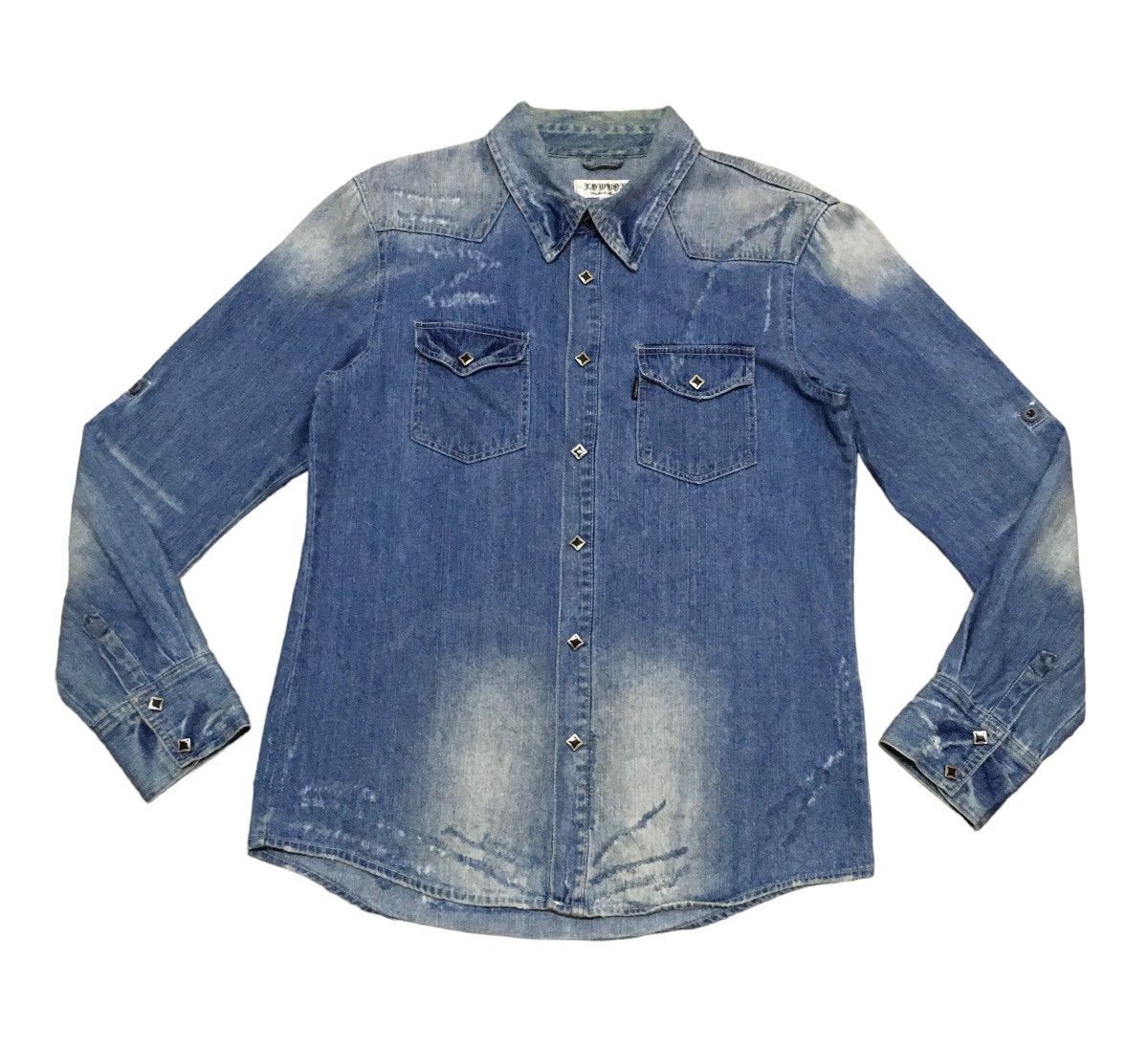 Rare Design Vintage Japanese Brand Lowbox Denim Shirt 1990s