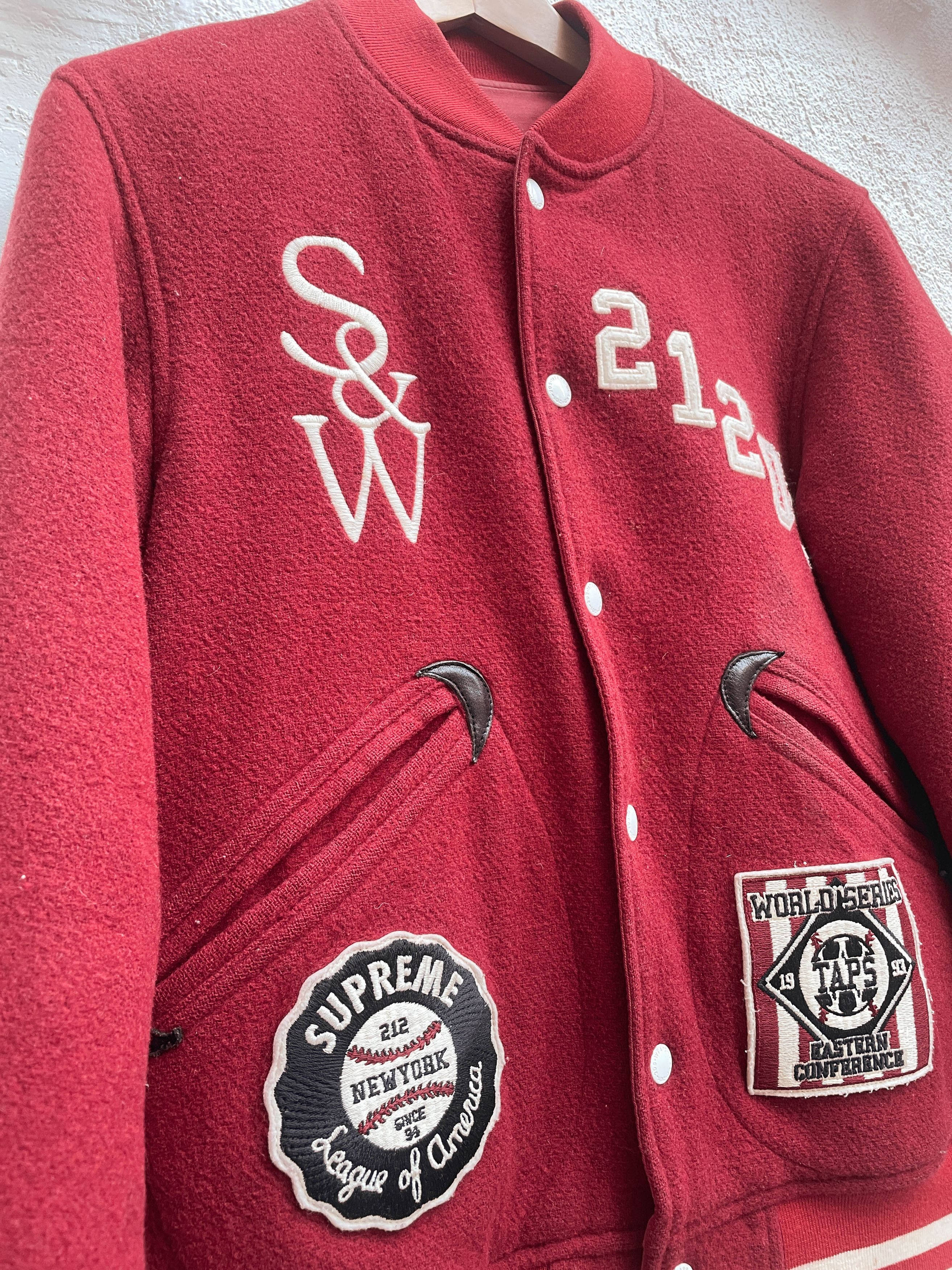 Supreme × Wtaps Supreme x Wtaps FW09 Reversible Red Varsity Jacket Size US M / EU 48-50 / 2 - 3 Thumbnail